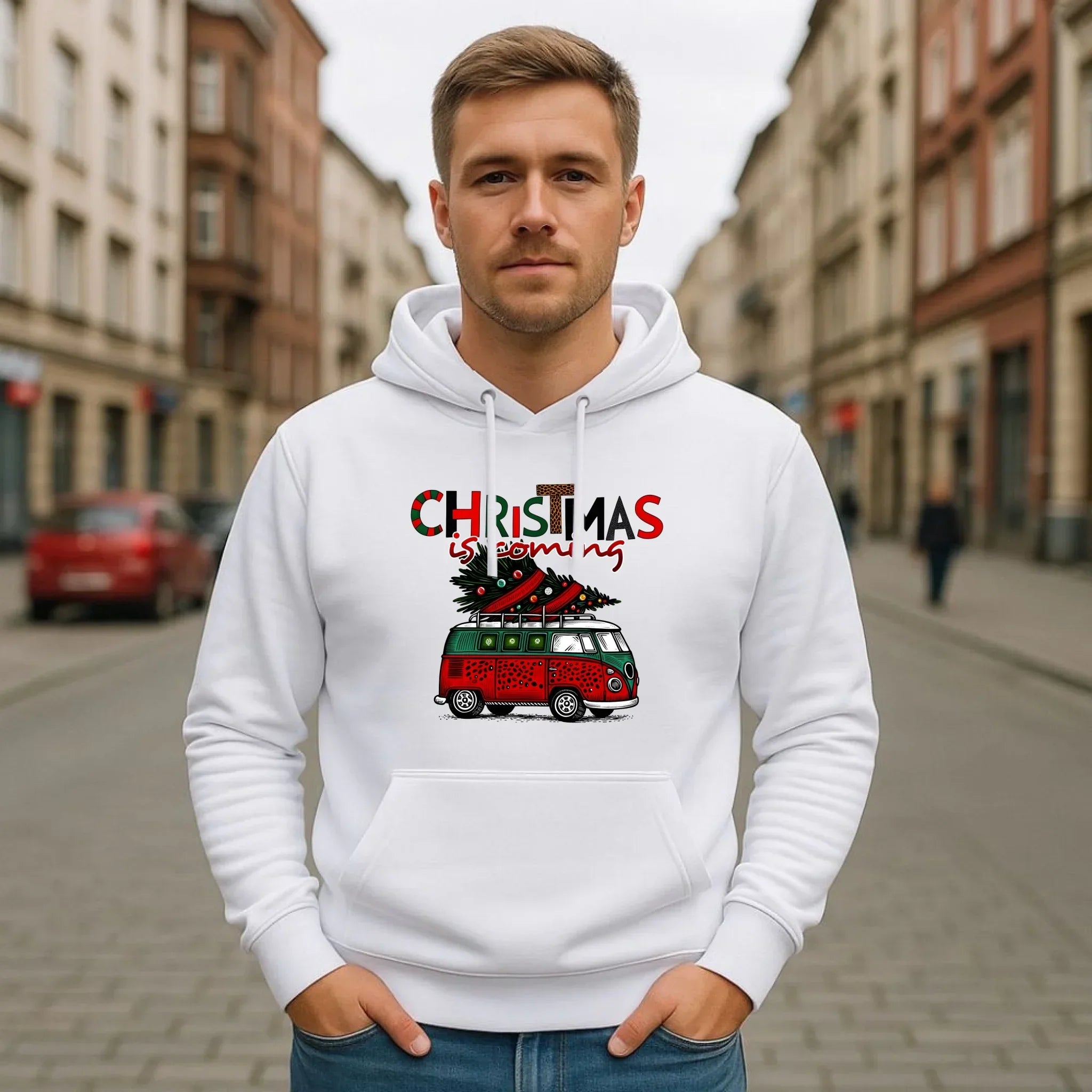 Bluza męska z kapturem świąteczna - Kamper Christmas is coming BN42 - StoryCups.pl