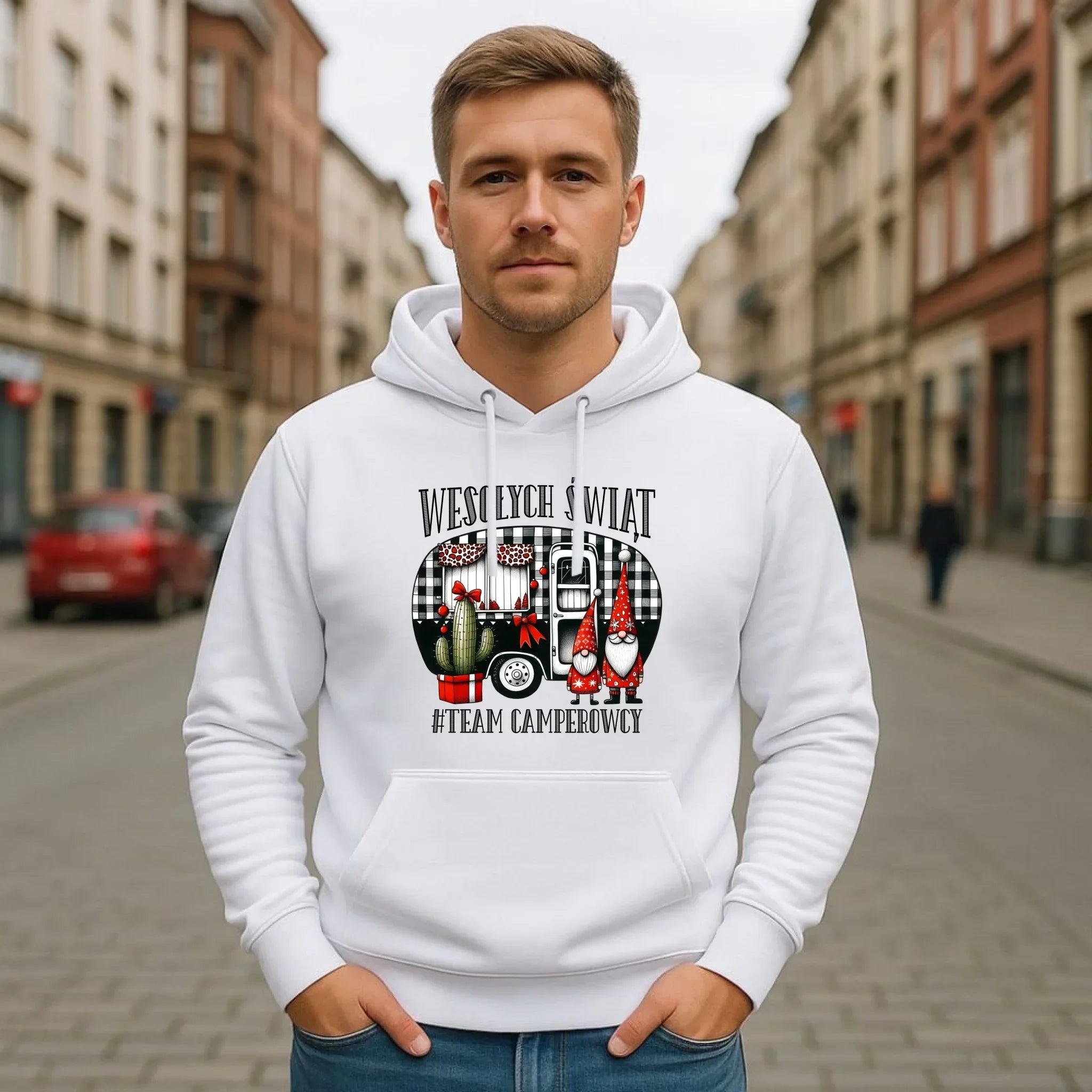Bluza męska z kapturem świąteczna - Wesołych Świąt Team Camperowcy BN44 - StoryCups.pl