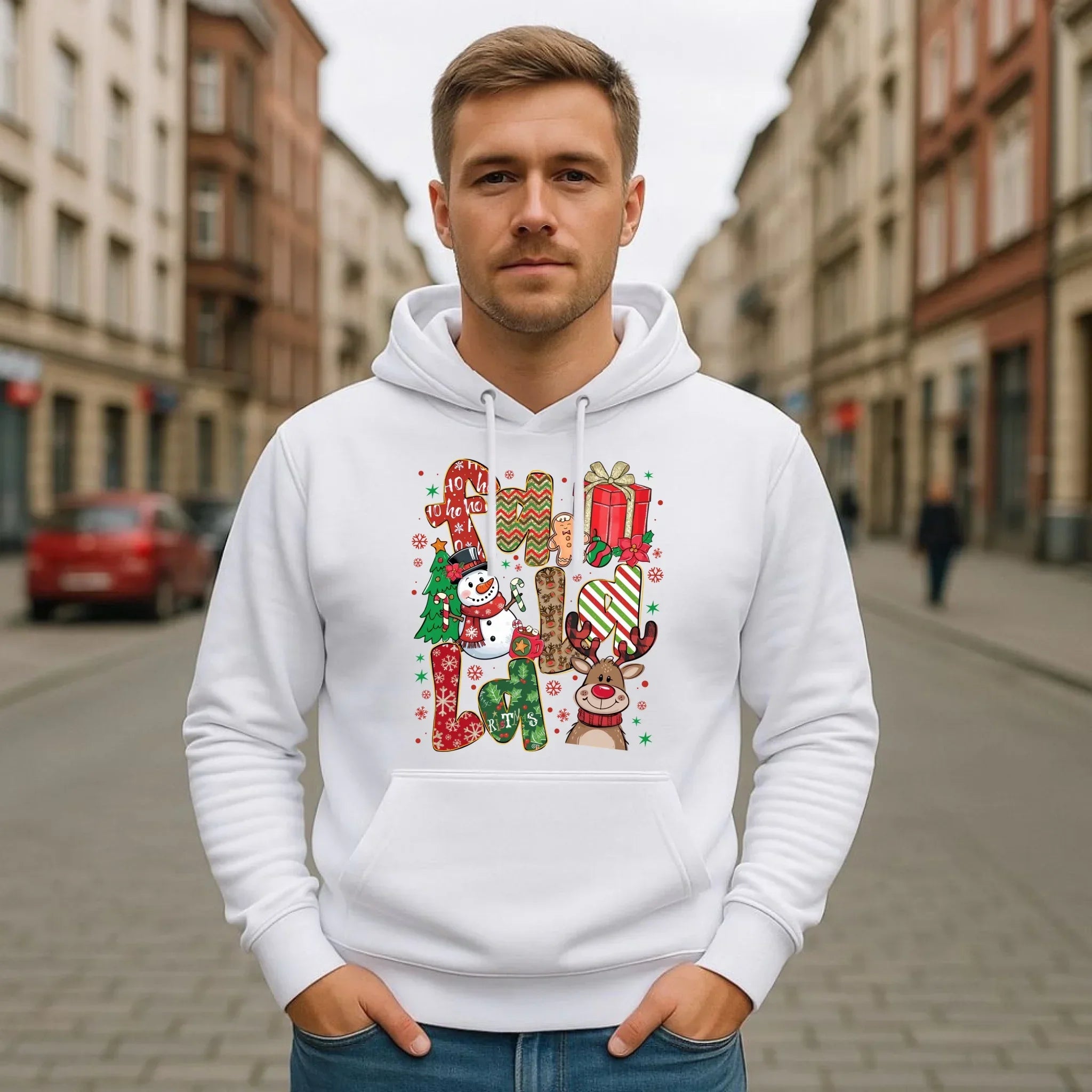 Bluza męska z kapturem świąteczna - Fa la la BN71 - StoryCups.pl