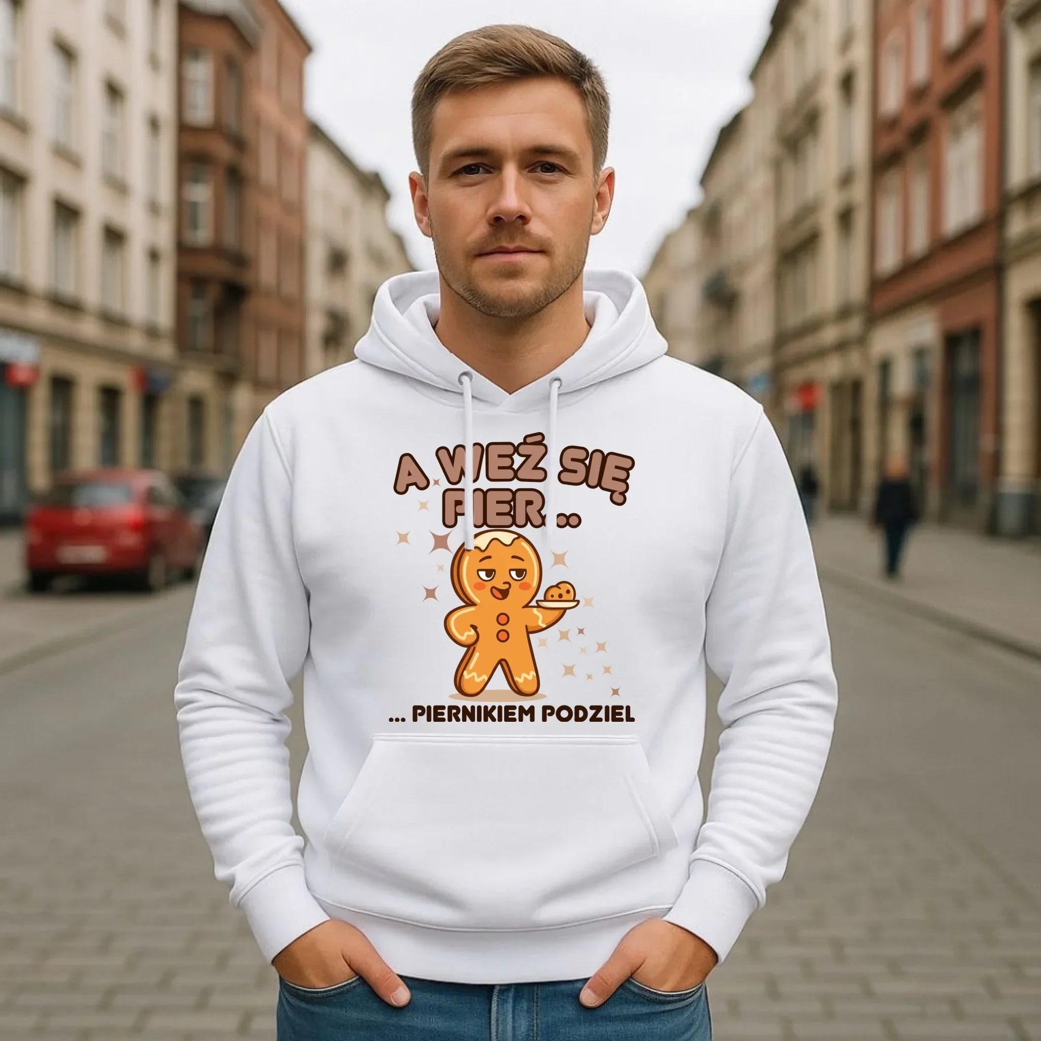 Bluza męska z kapturem świąteczna - Piernik A weź się pier... piernikiem podziel BN87 - StoryCups.pl