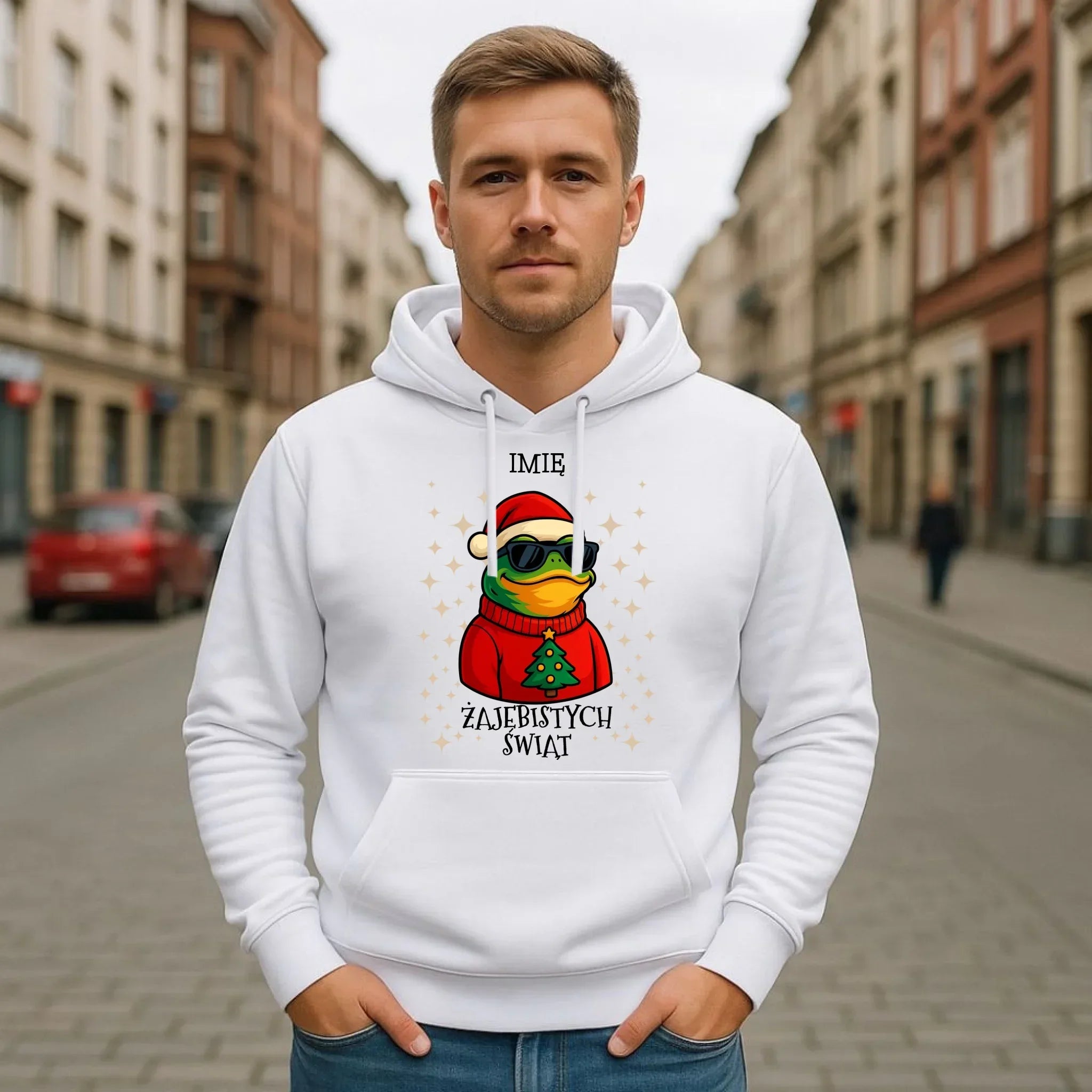Bluza męska z kapturem świąteczna - Żajebistych Świąt - personalizowana BN144 - StoryCups.pl