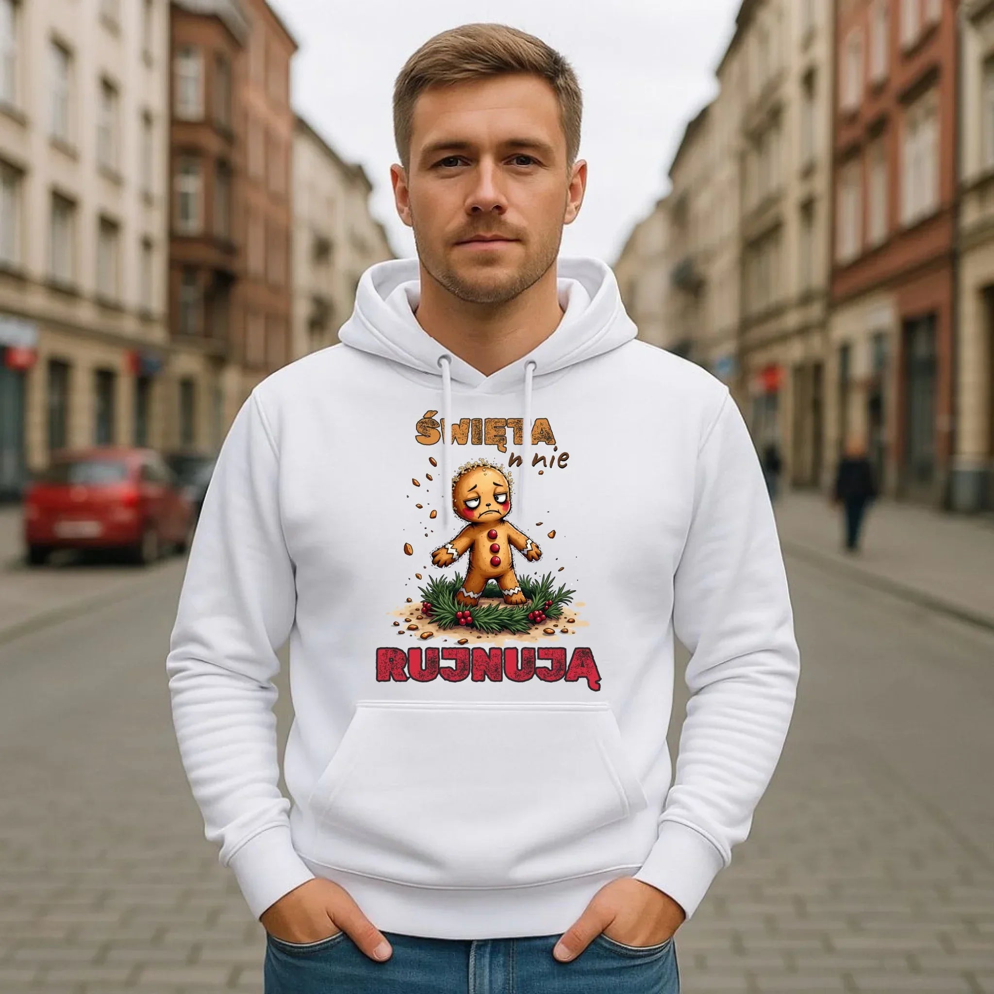 Bluza męska z kapturem świąteczna - Piernik Święta mnie rujnują BN143 - StoryCups.pl