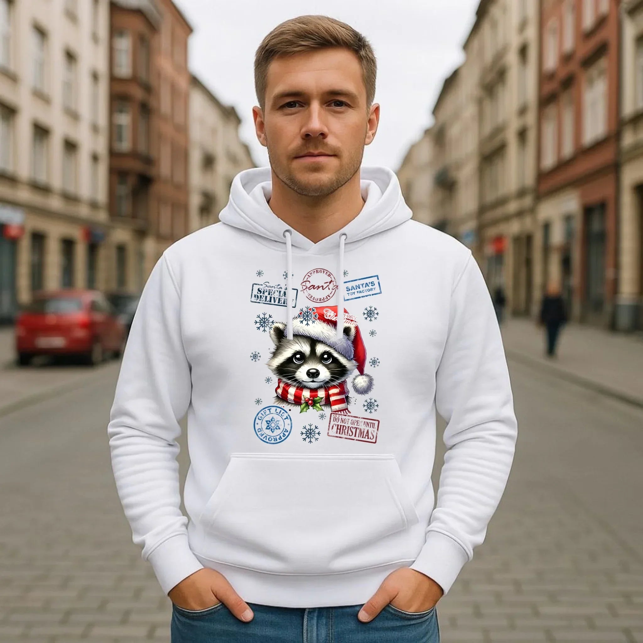 Bluza męska z kapturem świąteczna - Szop - Przesyłka od Mikołaja BN104 - StoryCups.pl