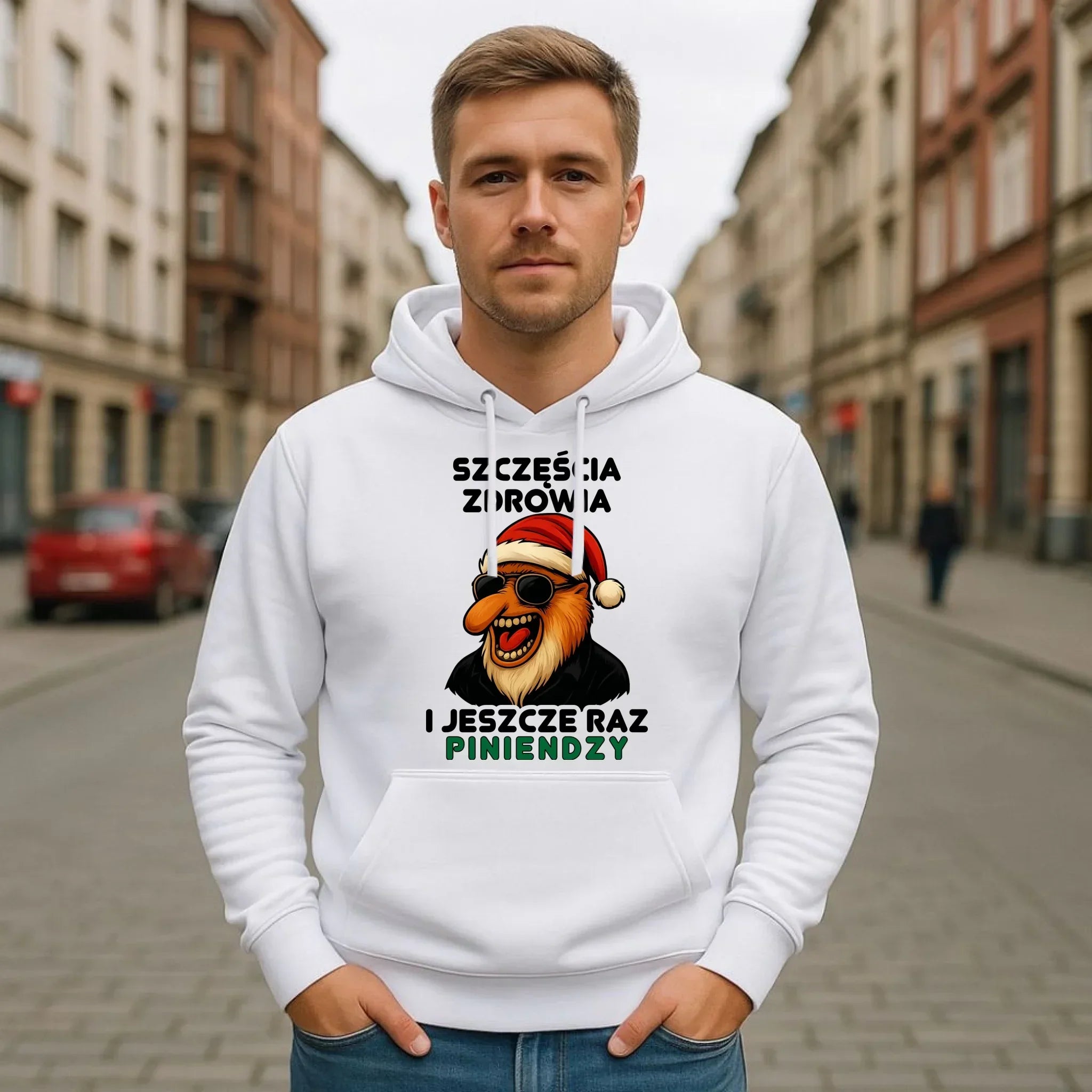 Bluza męska z kapturem świąteczna - Janusz Nosacz - I jeszcze raz piniendzy BN111 - StoryCups.pl