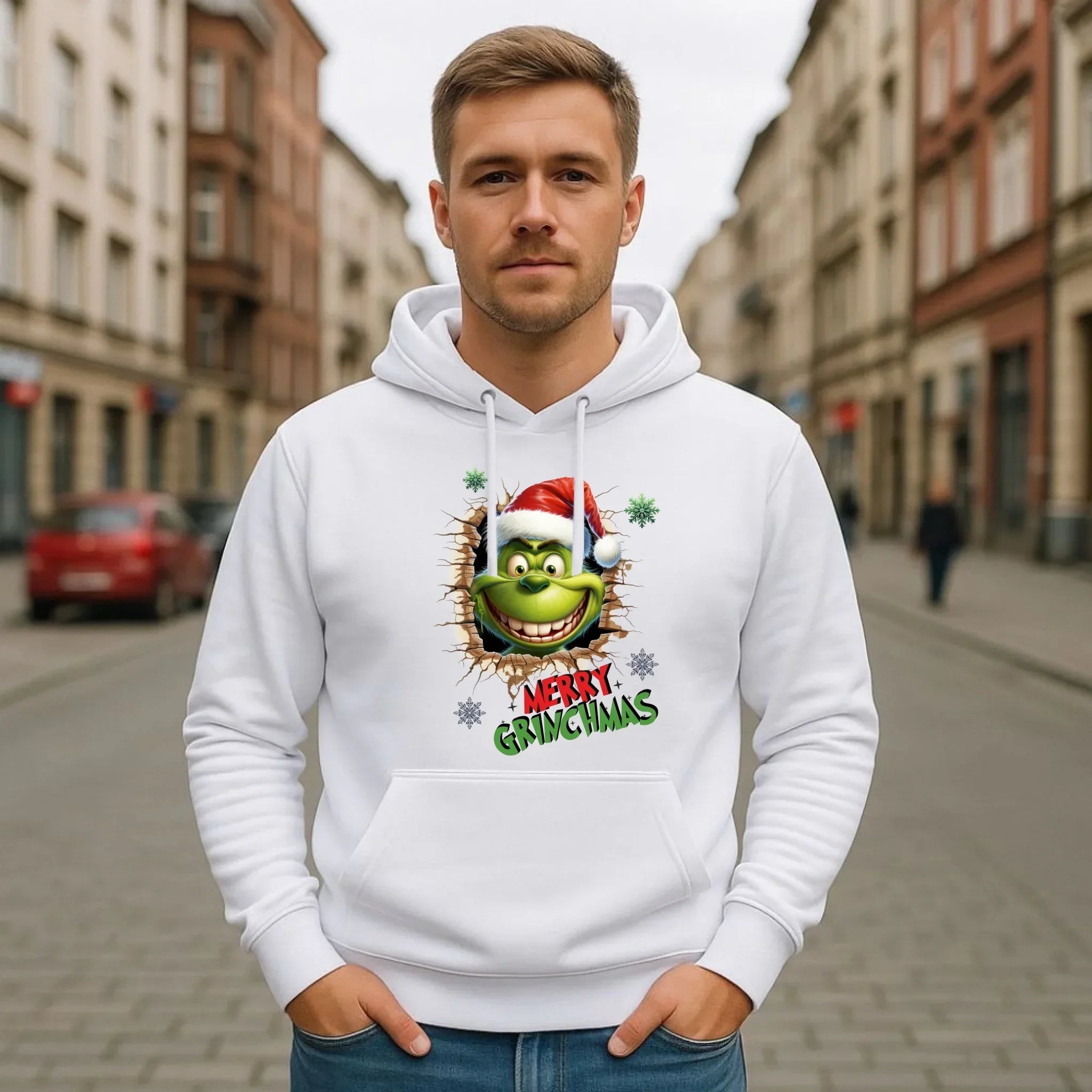 Bluza męska z kapturem świąteczna - Grinch - Merry Grinchmas BN113 - StoryCups.pl