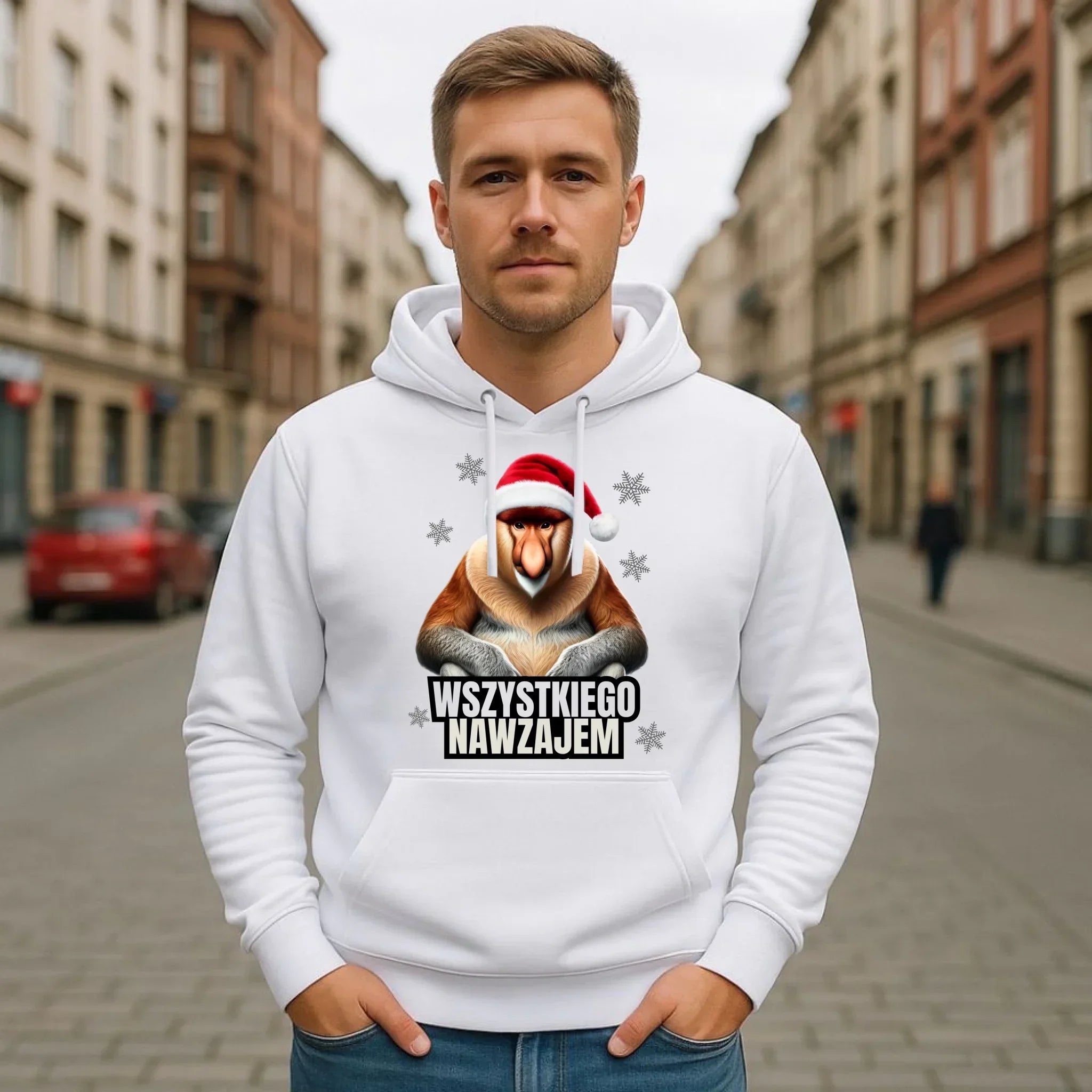 Bluza męska z kapturem świąteczna - Janusz Nosacz - Nawzajem BN110 - StoryCups.pl