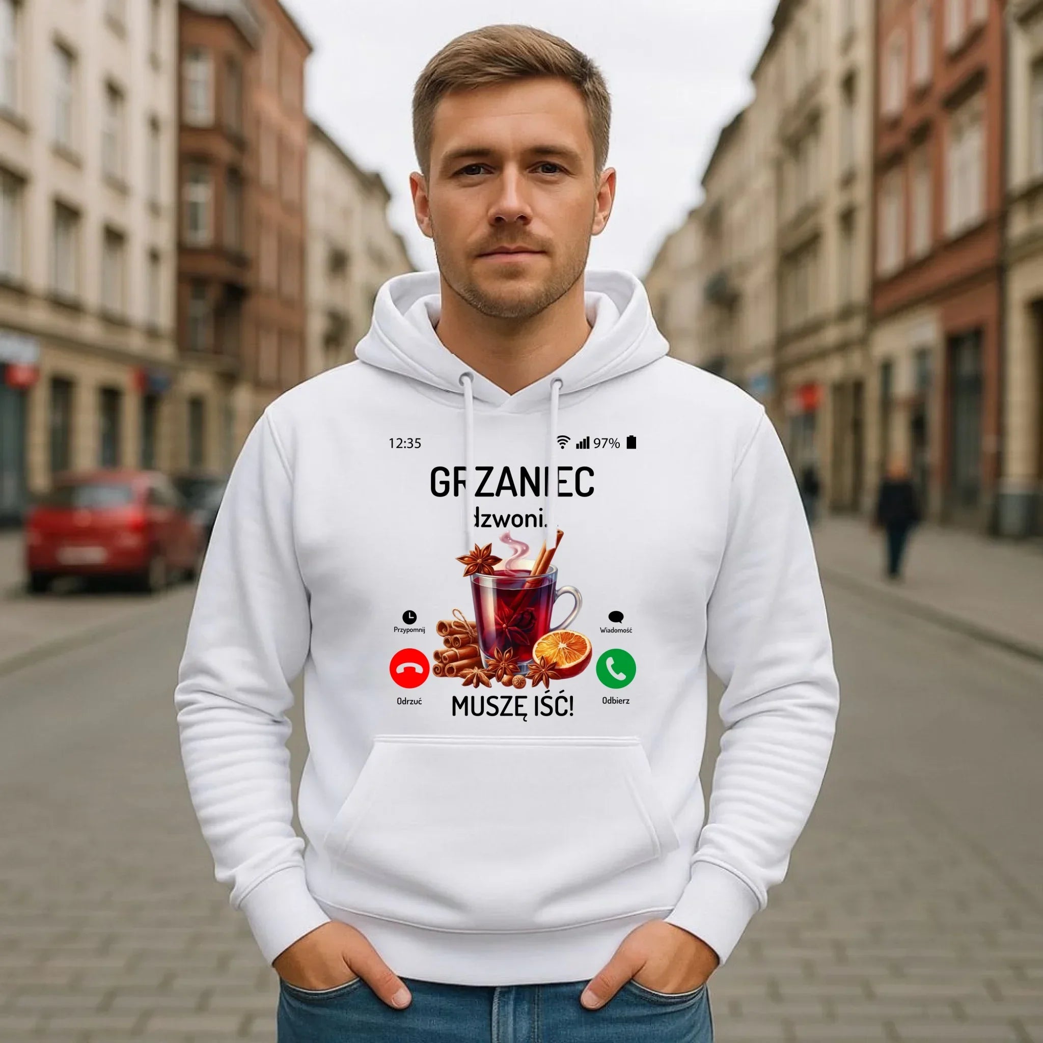 Bluza męska świąteczna - Grzaniec dzwoni, muszę iść BN127 - StoryCups.pl