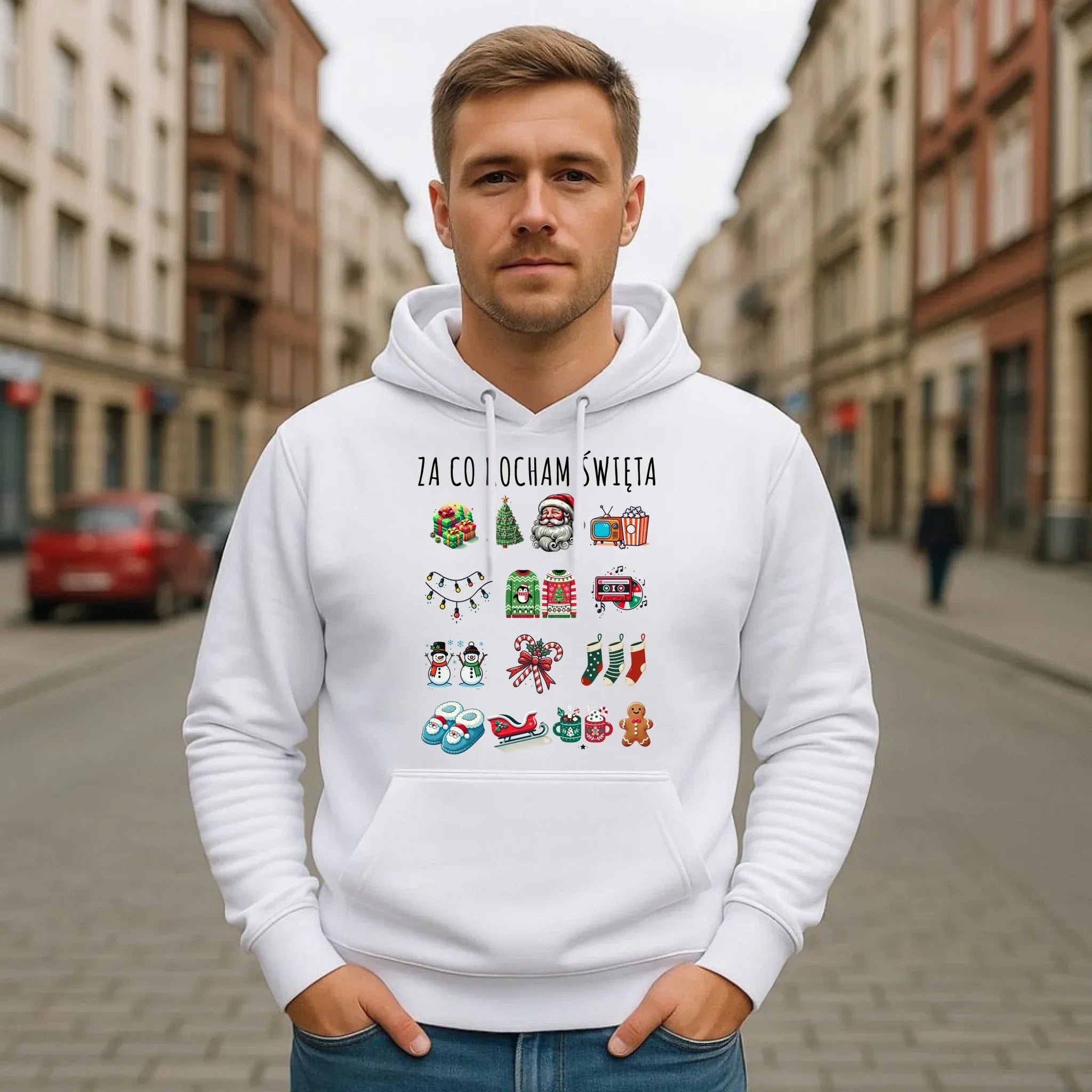 Bluza męska z kapturem świąteczna - Za co kocham święta BN130 - StoryCups.pl