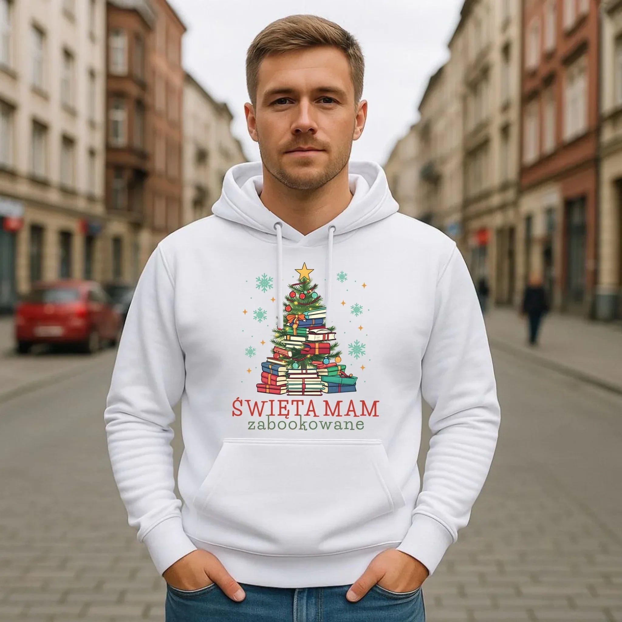 Bluza męska z kapturem świąteczna - Święta mam zabookowane BN05 - StoryCups.pl