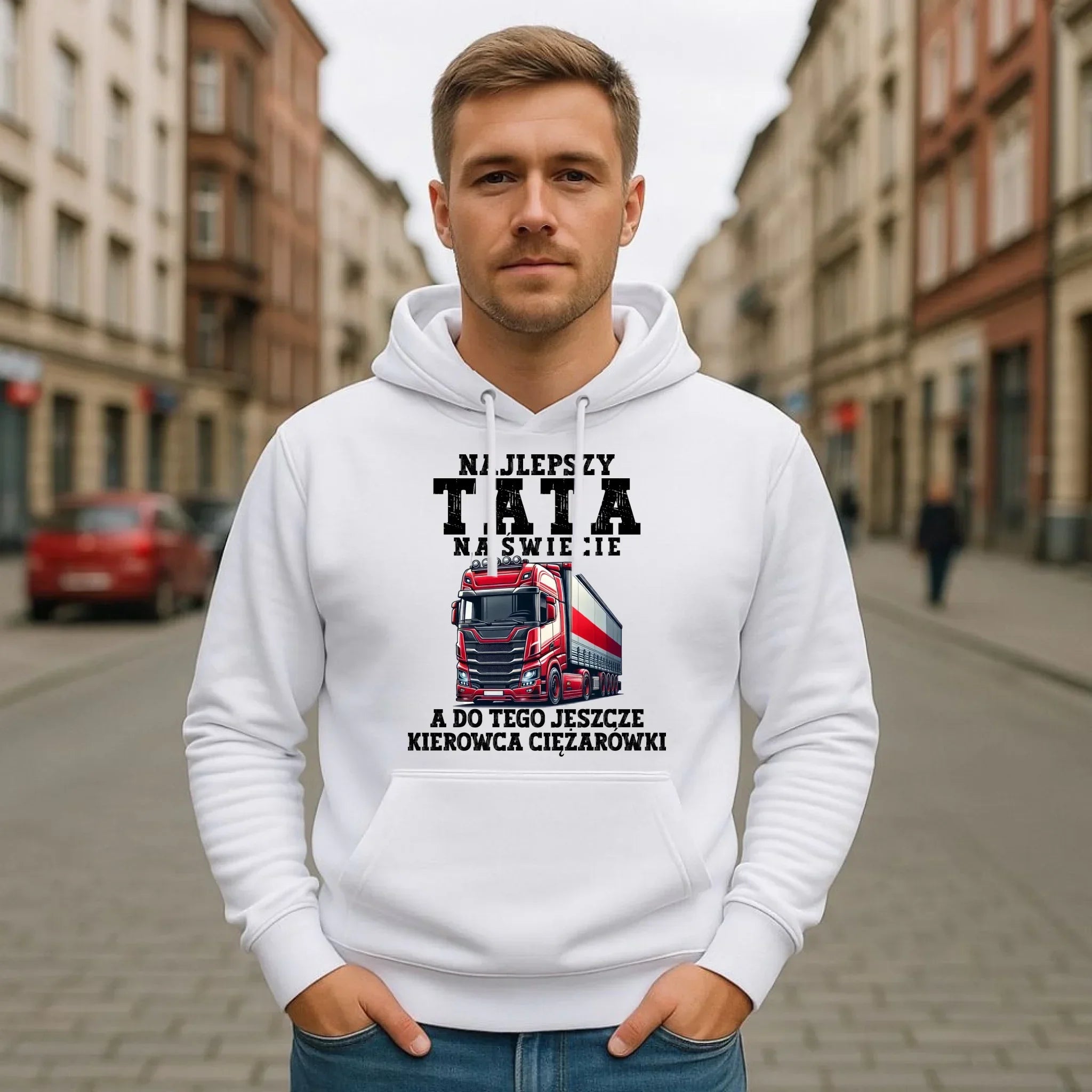 Bluza męska z kapturem - Najlepszy tata, a do tego kierowca ciężarówki ZKT09 - StoryCups.pl