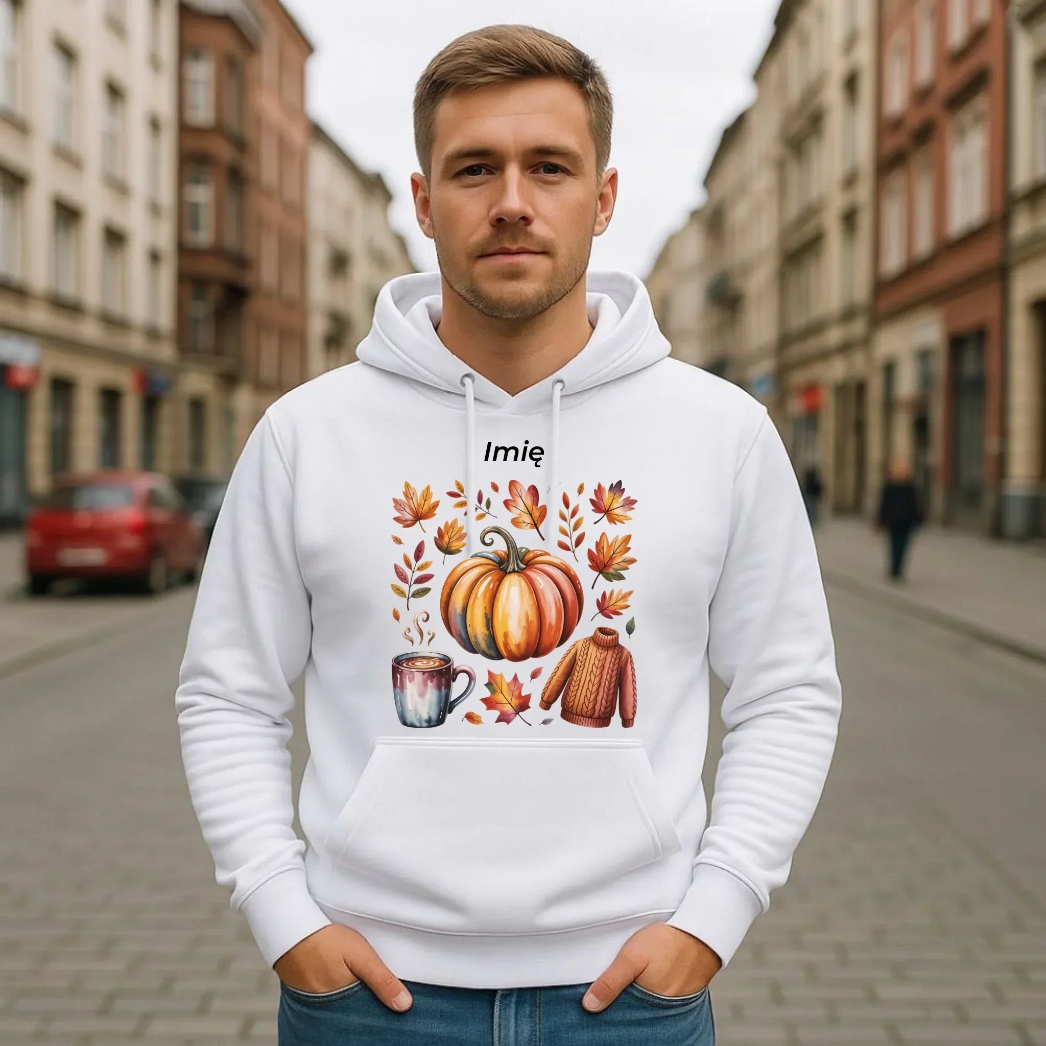 Bluza męska z kapturem jesienna - Złota jesień - personalizowana JS30 - StoryCups.pl