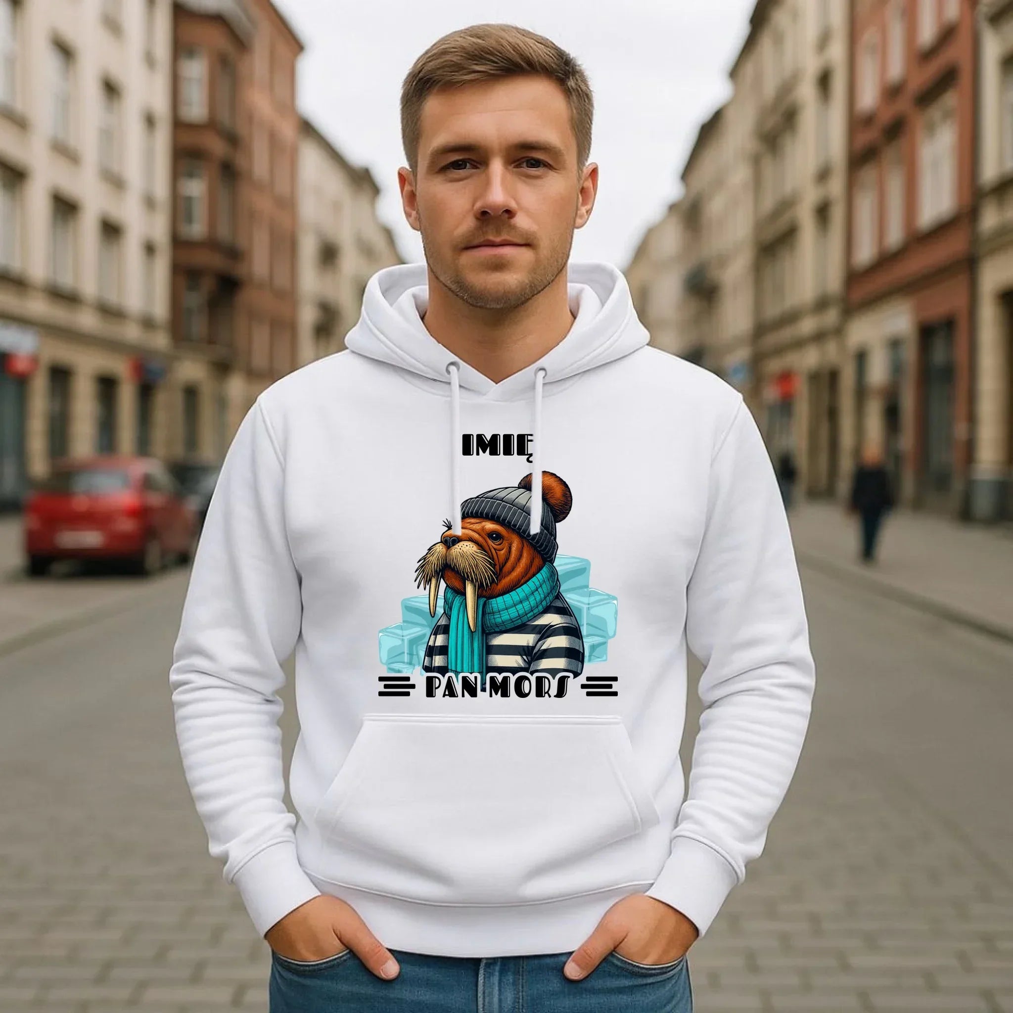 Bluza męska z kapturem - prezent dla morsa - Pan Mors - personalizowana HM15 - StoryCups.pl