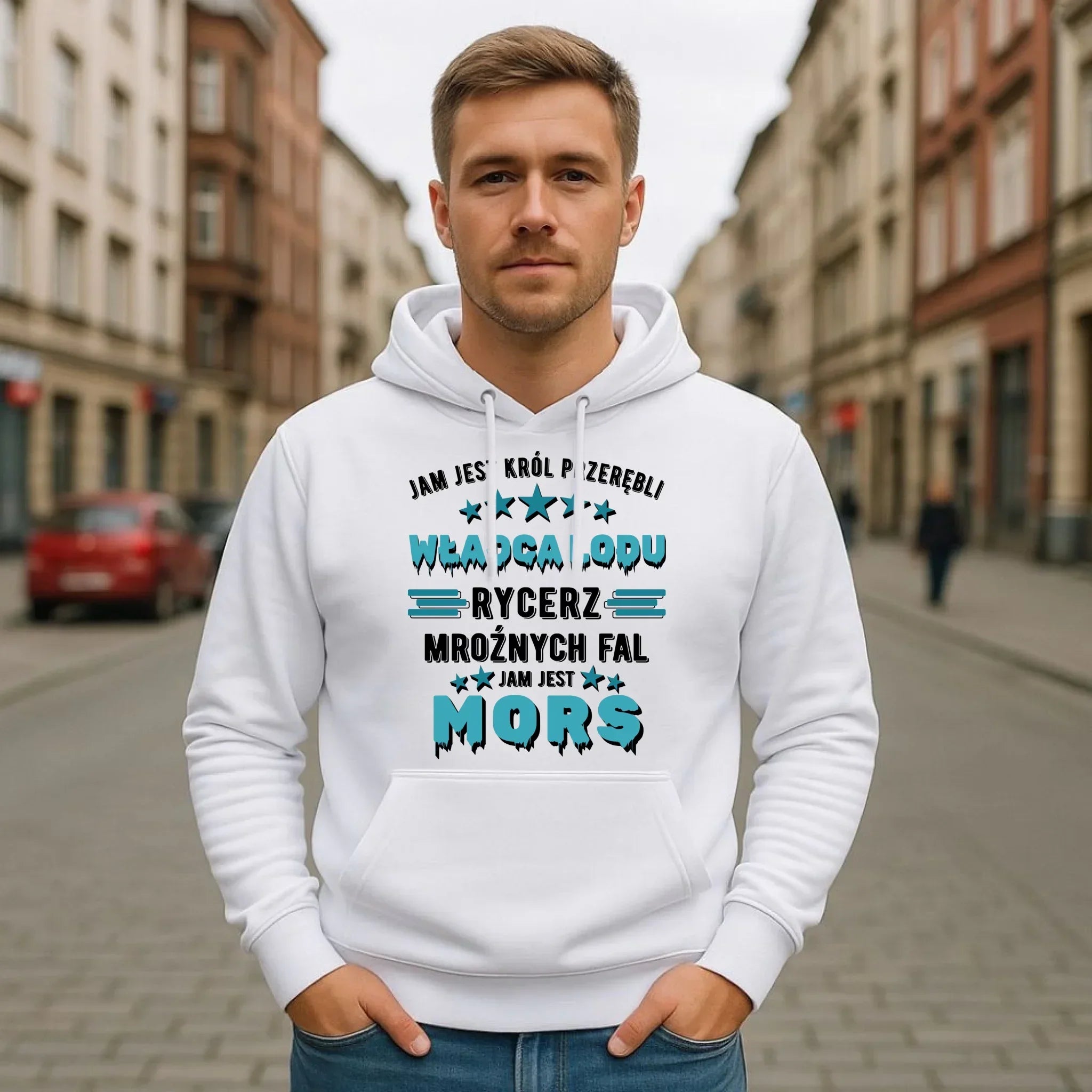 Bluza męska z kapturem - prezent dla morsa - Jam jest Król przerębli Jam jest mors HM13 - StoryCups.pl