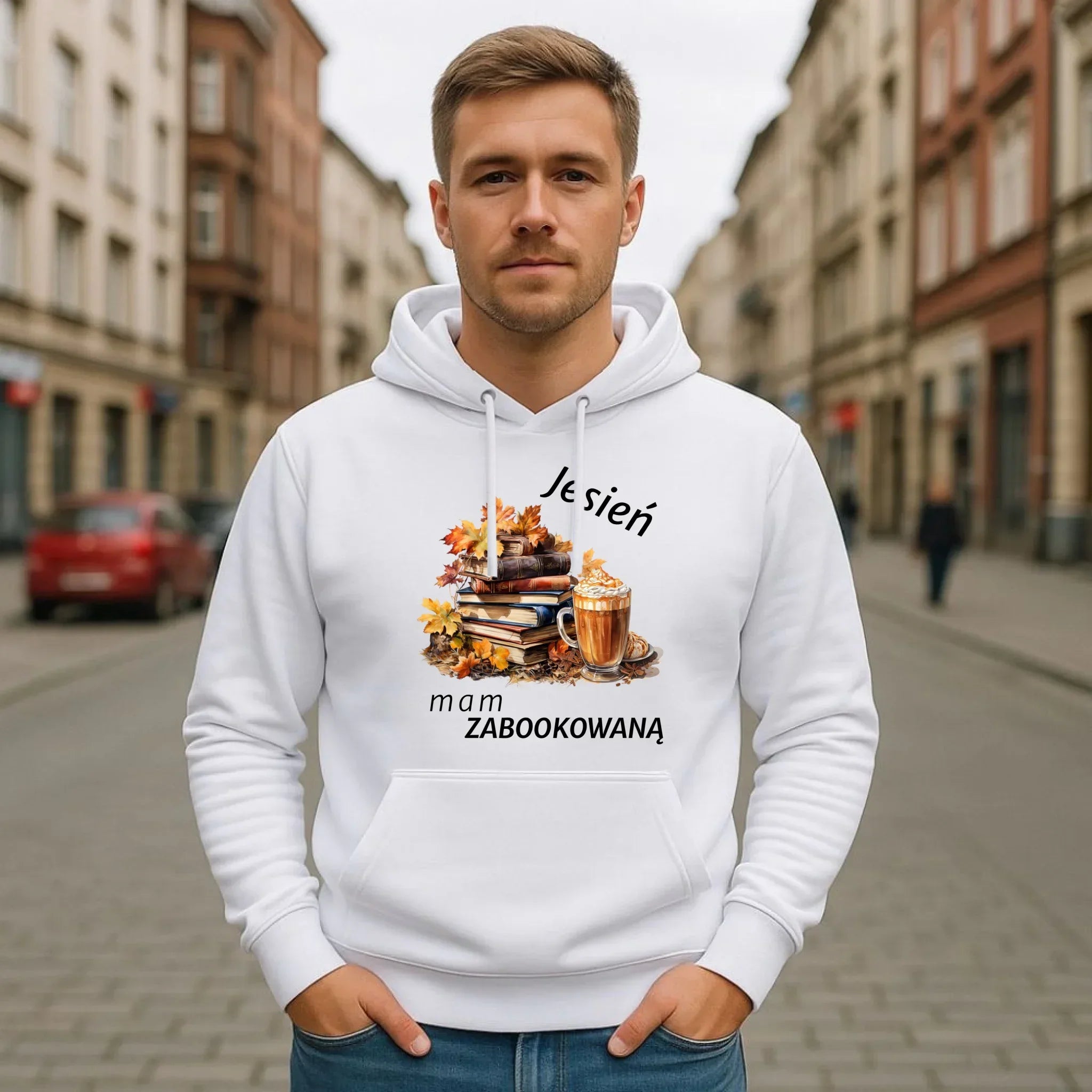 Bluza męska z kapturem jesienna - Jesień mam zabookowaną JS28 - StoryCups.pl
