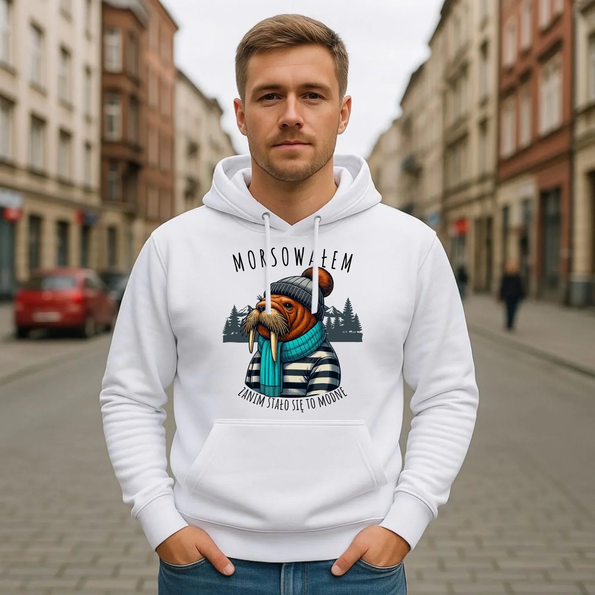 Bluza męska z kapturem - prezent dla morsa - Morsowałem zanim stało się to modne - Mors HM08 - StoryCups.pl