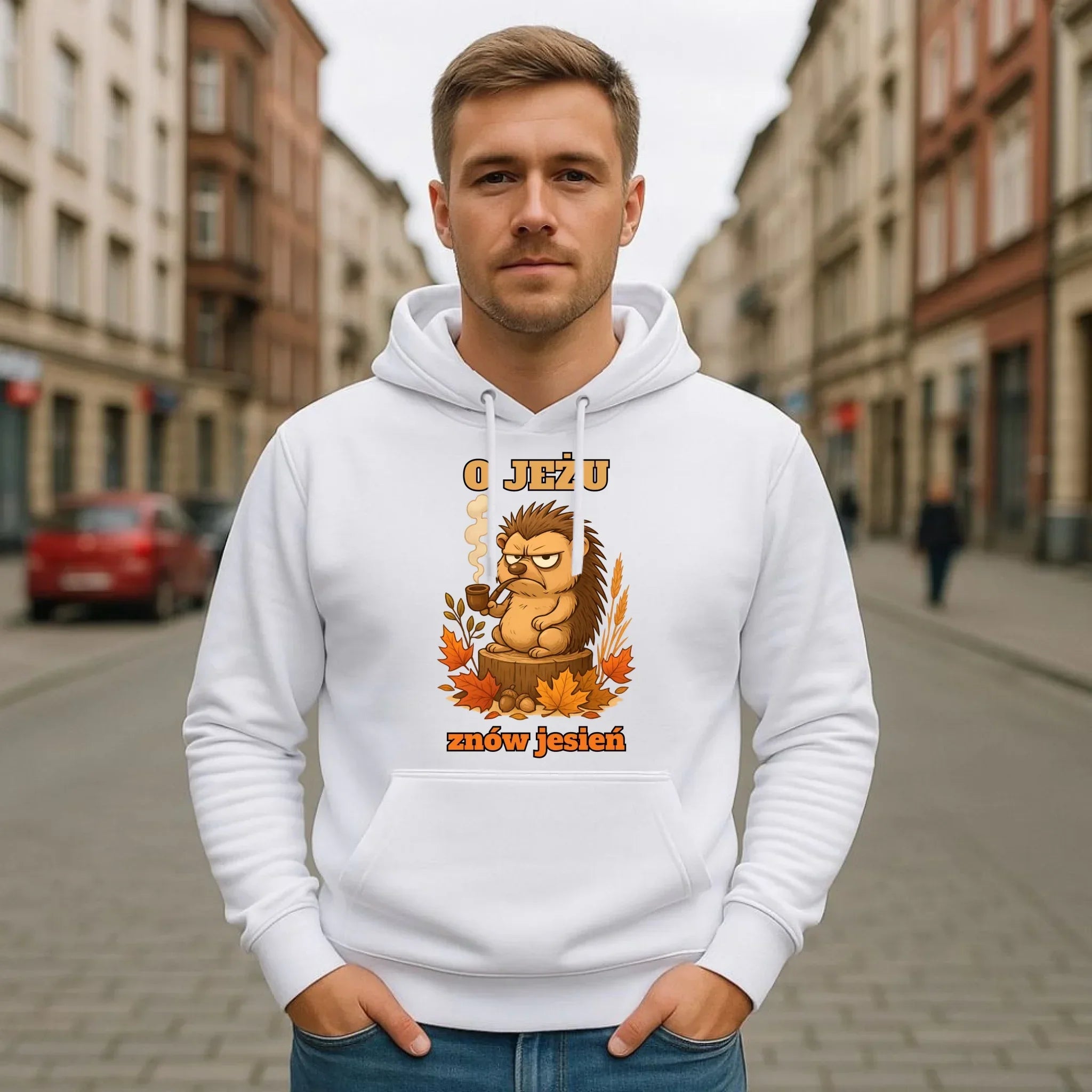 Bluza męska z kapturem jesienna - O jeżu znów jesień JS20 - StoryCups.pl