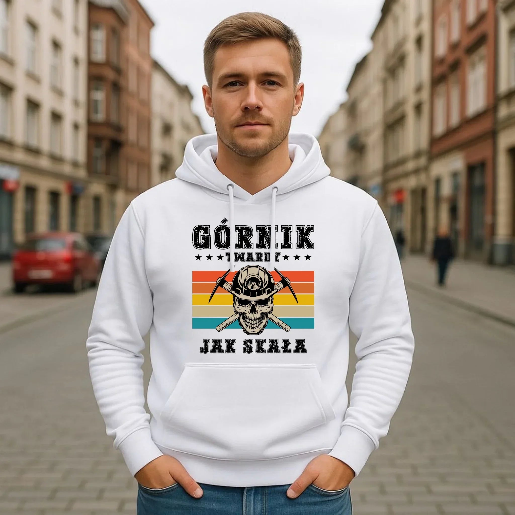 Bluza męska z kapturem - prezent dla górnika - Górnik twardy jak skała G21 - StoryCups.pl