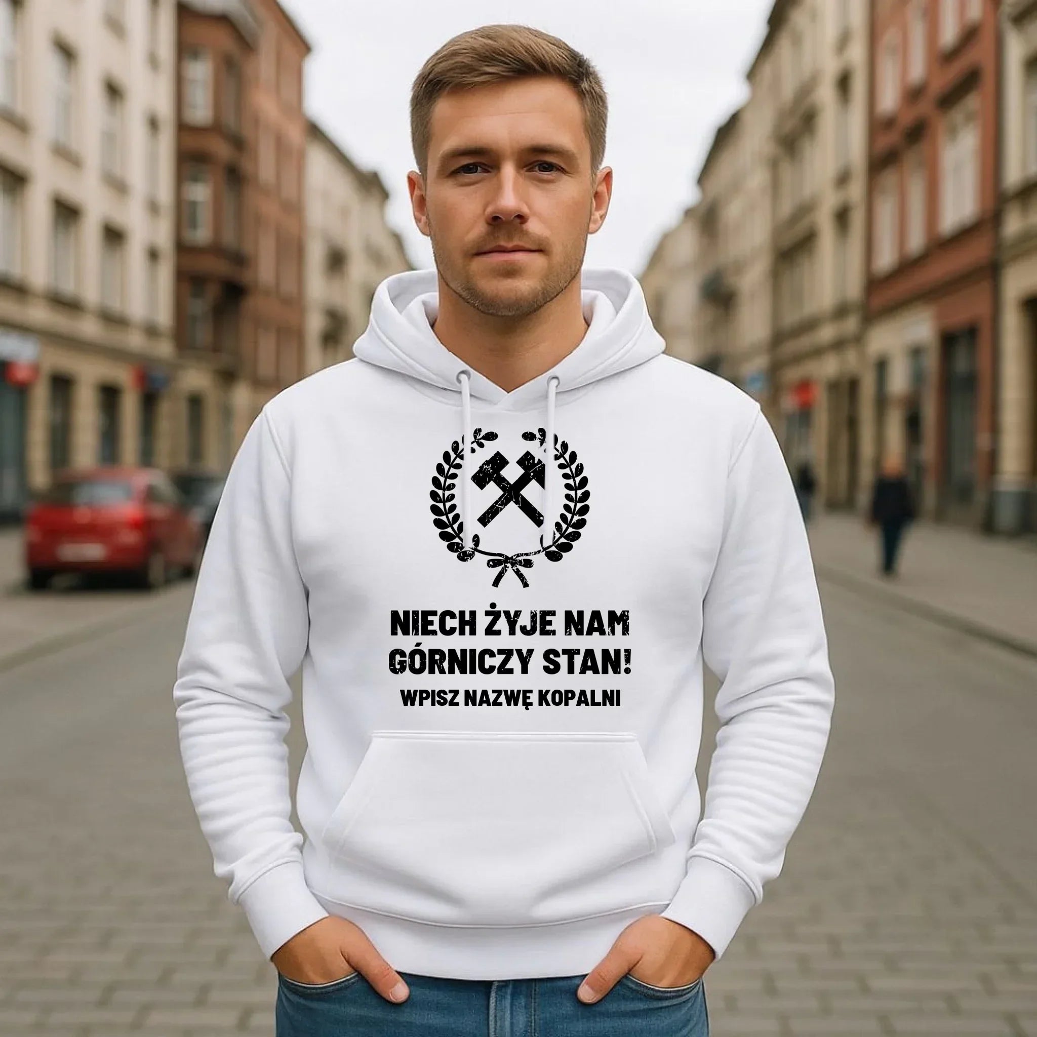 Bluza męska z kapturem - prezent dla górnika - Niech żyje nam górniczy stan - personalizowana G24 - StoryCups.pl
