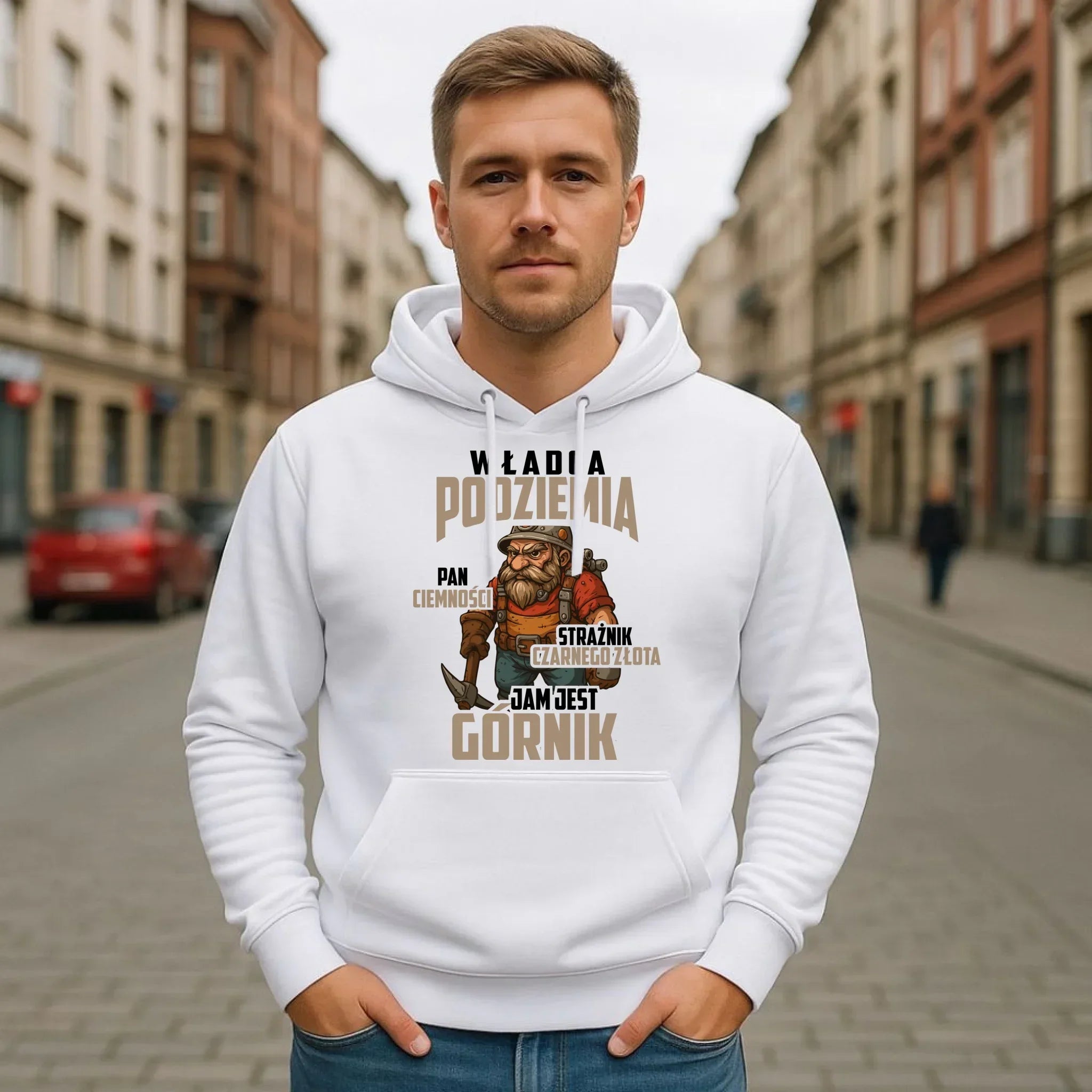 Bluza męska z kapturem - prezent dla górnika - Władca podziemia Górnik G20 - StoryCups.pl