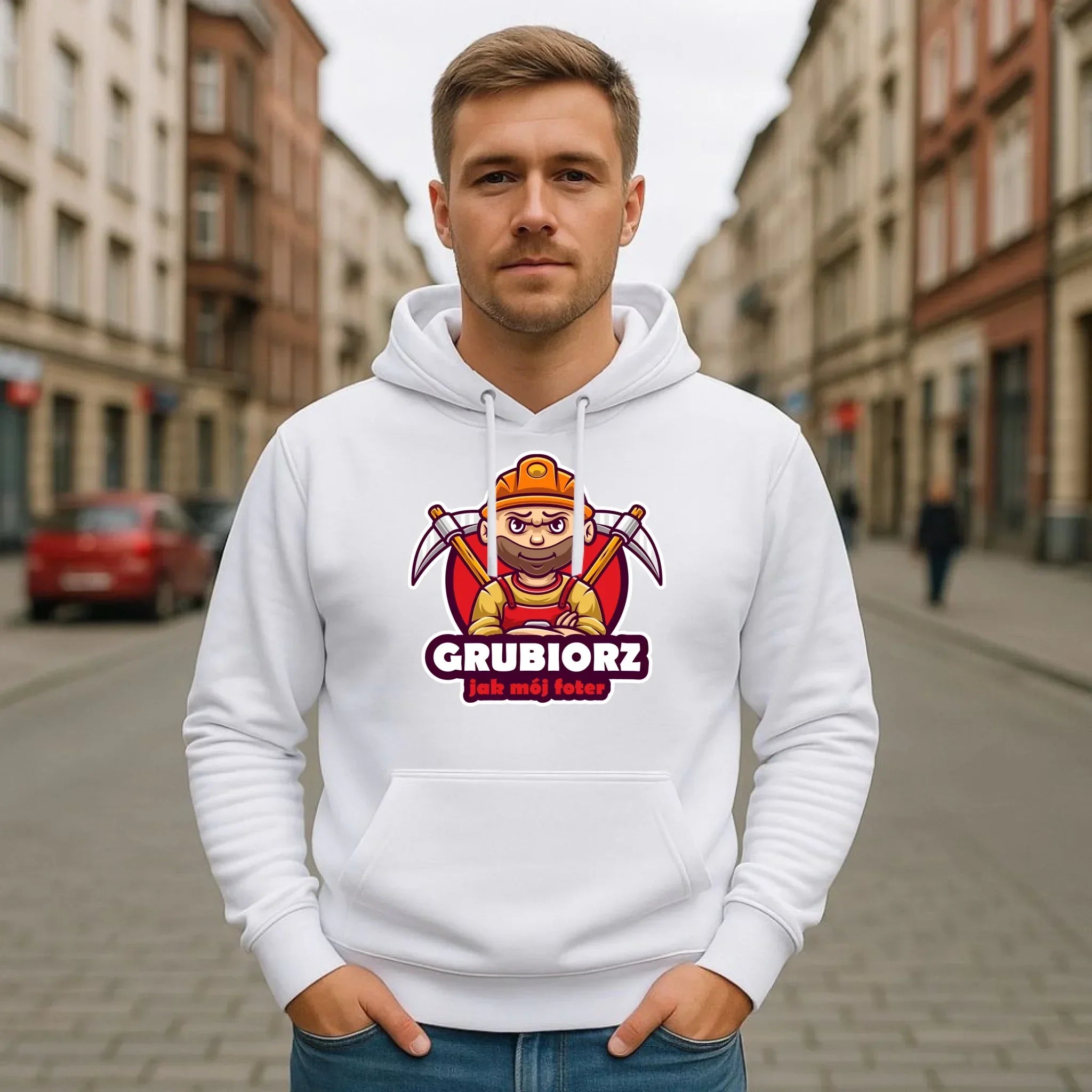 Bluza męska z kapturem - prezent dla górnika - Grubiorz jak mój foter G13 - StoryCups.pl