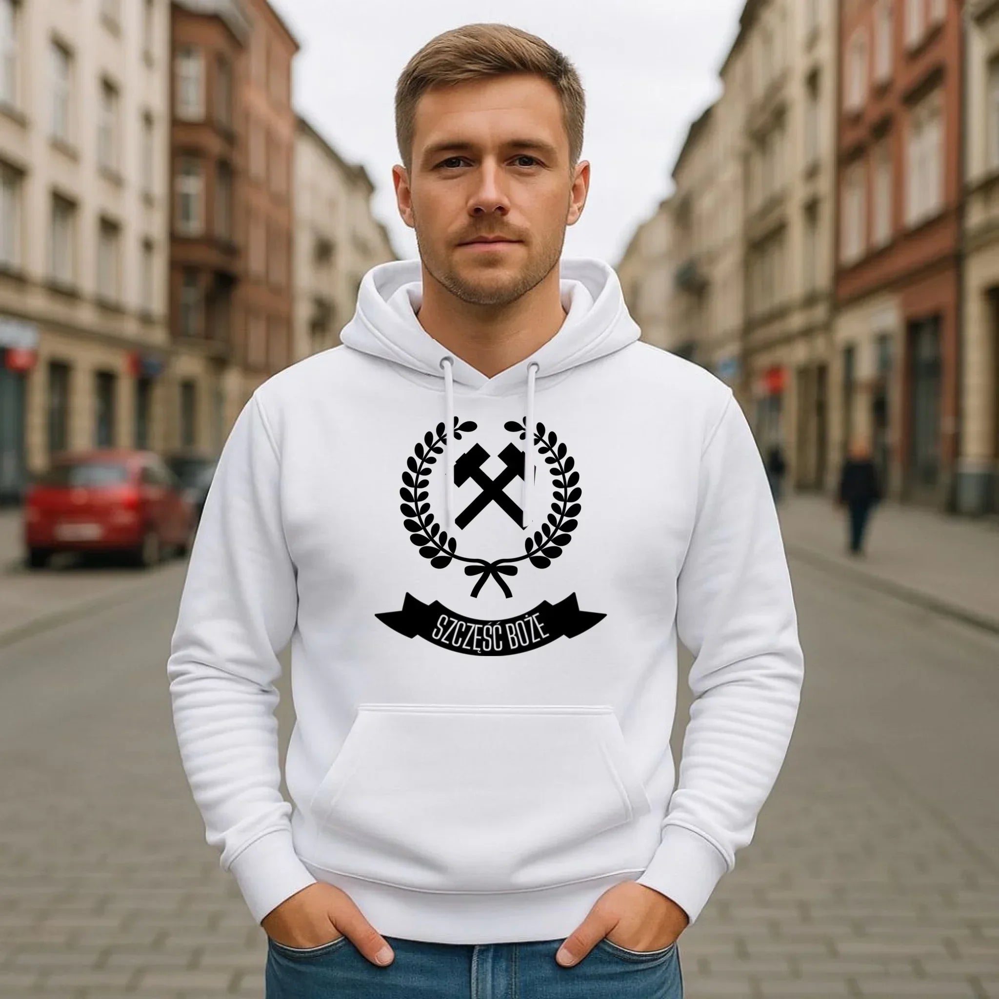 Bluza męska z kapturem - prezent dla górnika - Szczęść Boże G02 - StoryCups.pl