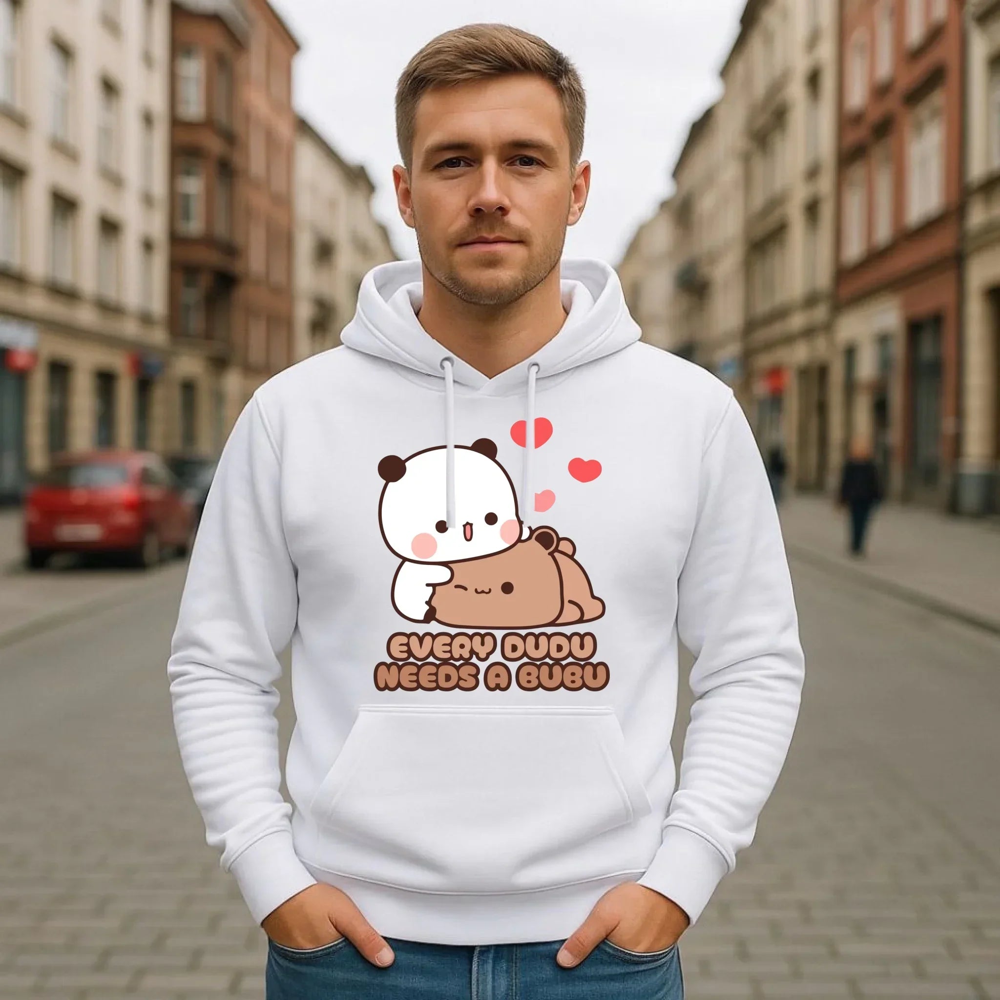 Bluza męska z kapturem dla par - Every Dudu needs a Bubu W32 - StoryCups.pl