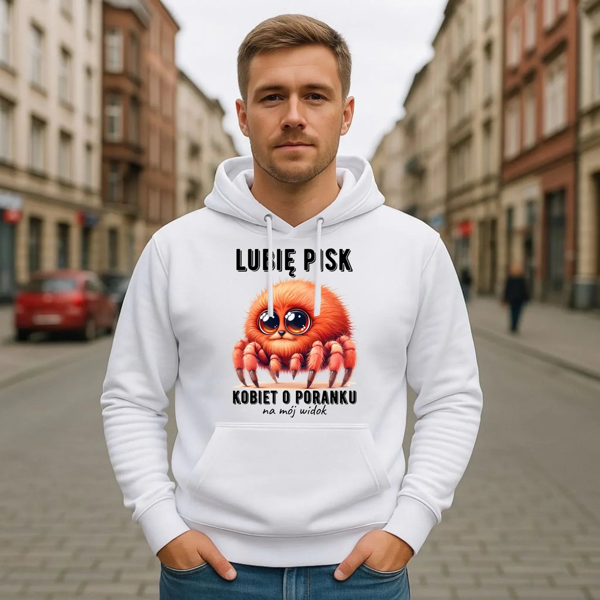 Bluza męska z kapturem - prezent dla chłopaka - Lubię pisk kobiet DCH14 - StoryCups.pl