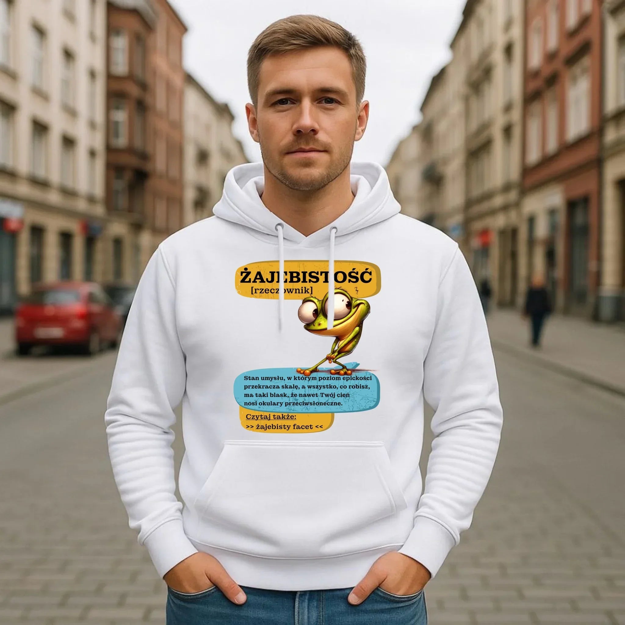 Bluza męska z kapturem - Żajebistość [rzeczownik] prezent na Dzień Chłopaka DCH06 - StoryCups.pl