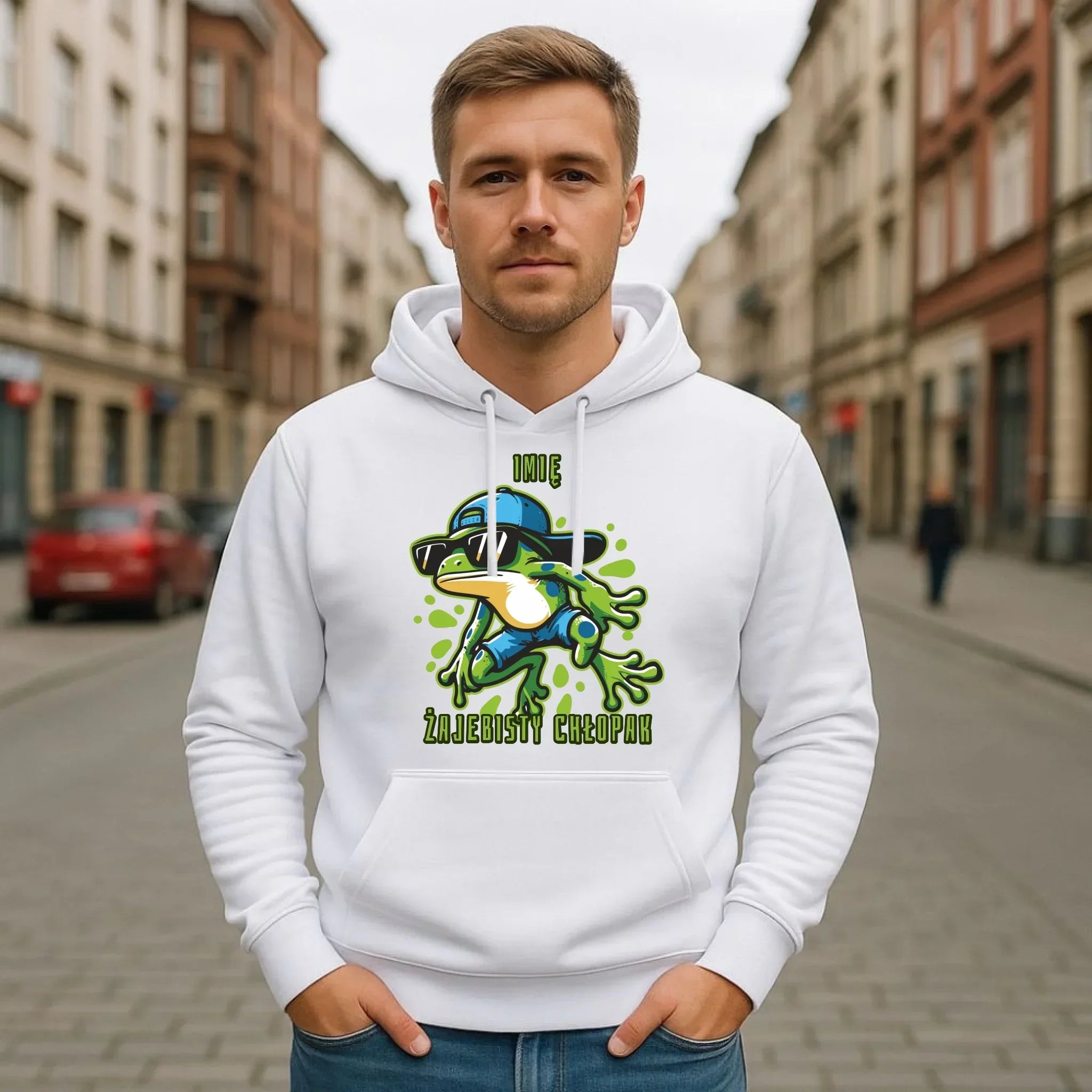 Bluza męska z kapturem - Żajebisty Chłopak prezent na Dzień Chłopaka - personalizowana DCH02 - StoryCups.pl