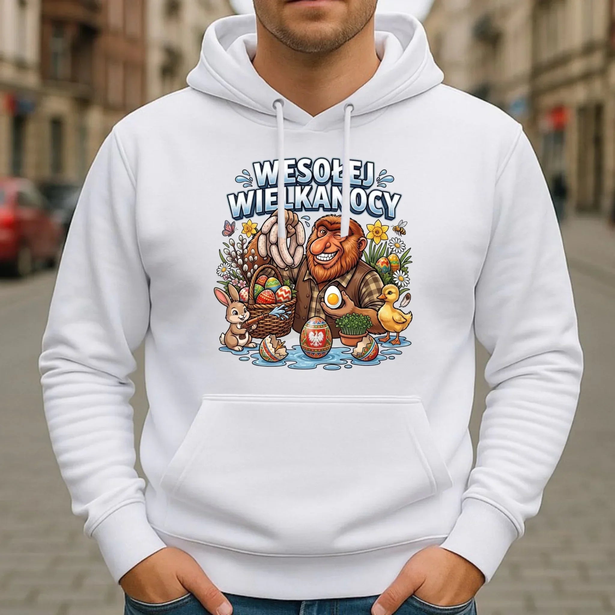Bluza męska z kapturem wielkanocna - Janusz Nosacz - Wesołej Wielkanocy WN21 - StoryCups.pl