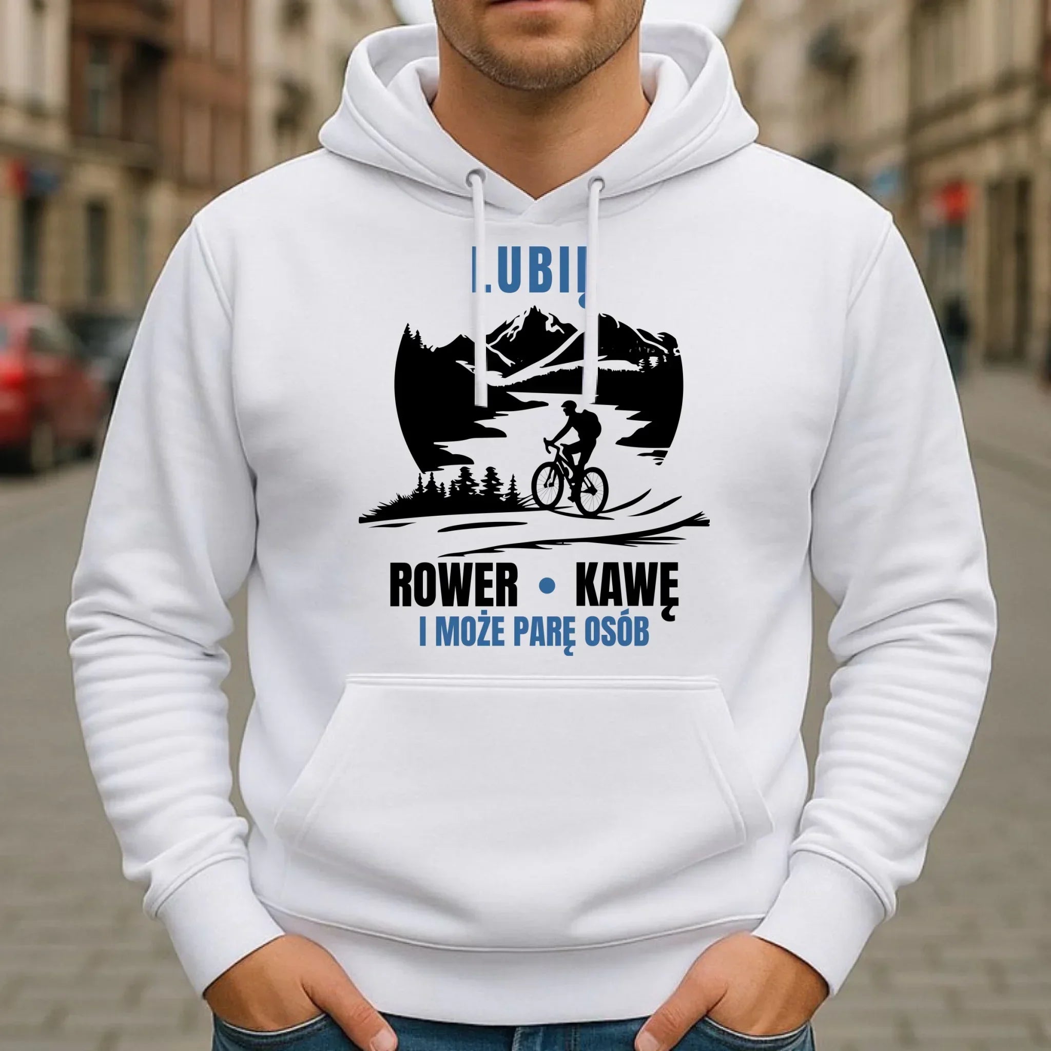 Bluza męska z kapturem - Lubię rower kawę i może parę osób HR05 - StoryCups.pl
