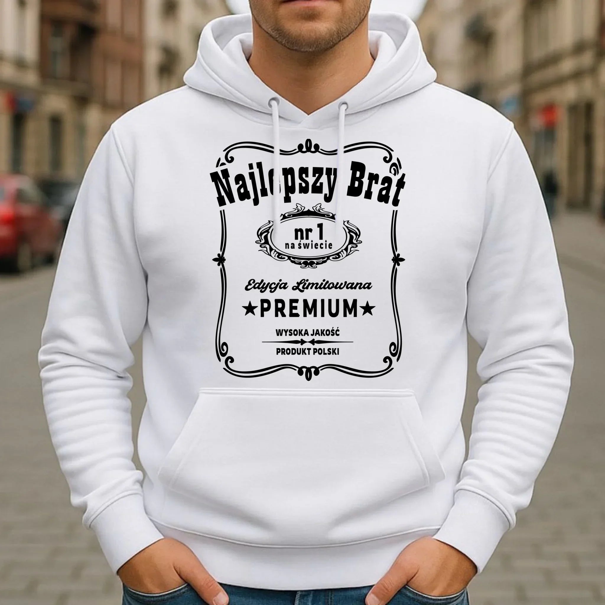Bluza męska z kapturem dla brata - Najlepszy Brat Edycja Limitowana DB02 - StoryCups.pl