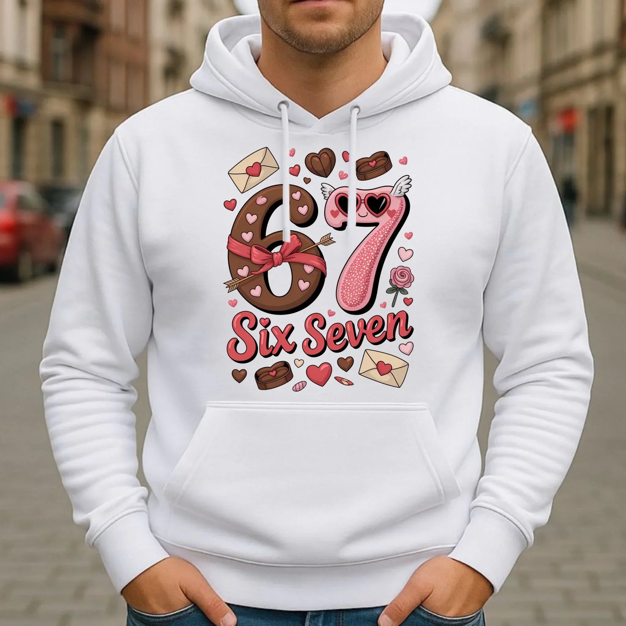 Bluza męska z kapturem - Miłość Six Seven 67 W72 - StoryCups.pl