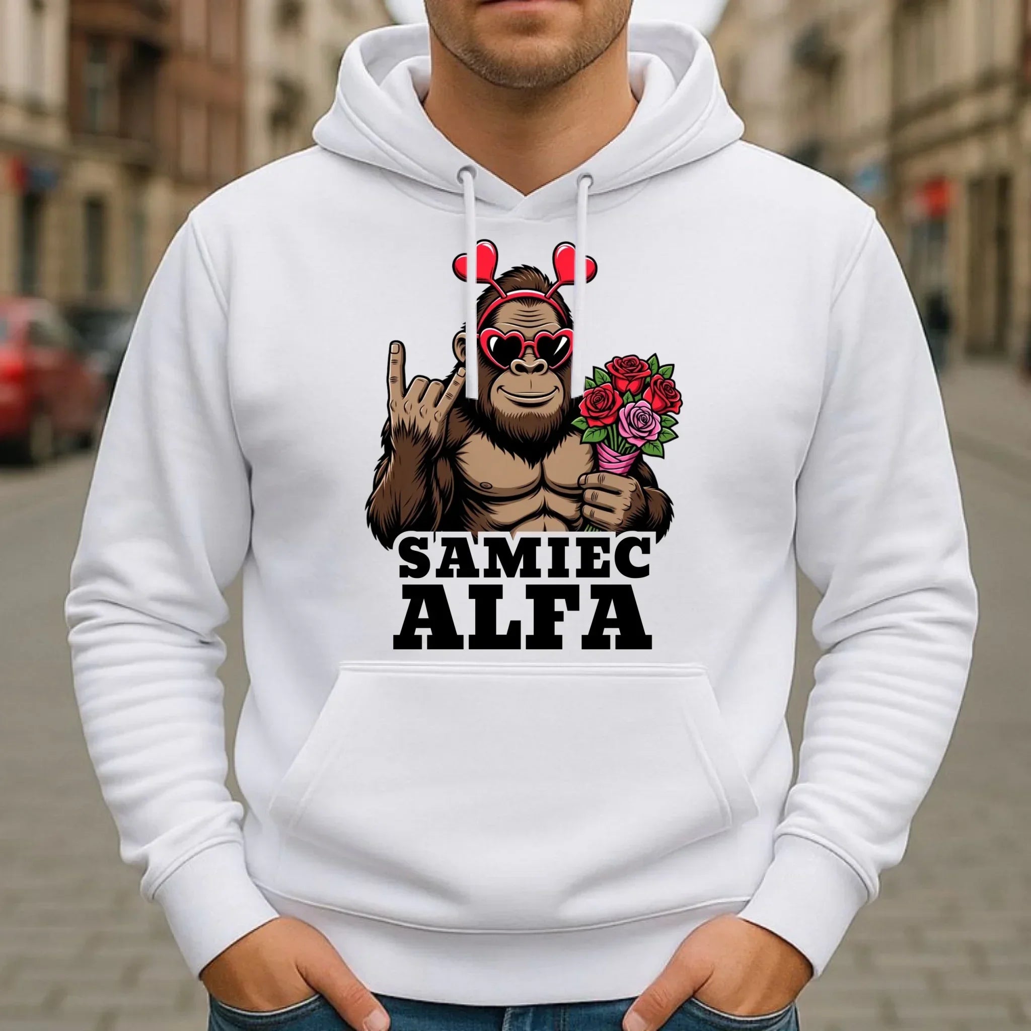 Bluza męska z kapturem - Samiec Alfa W74 - StoryCups.pl