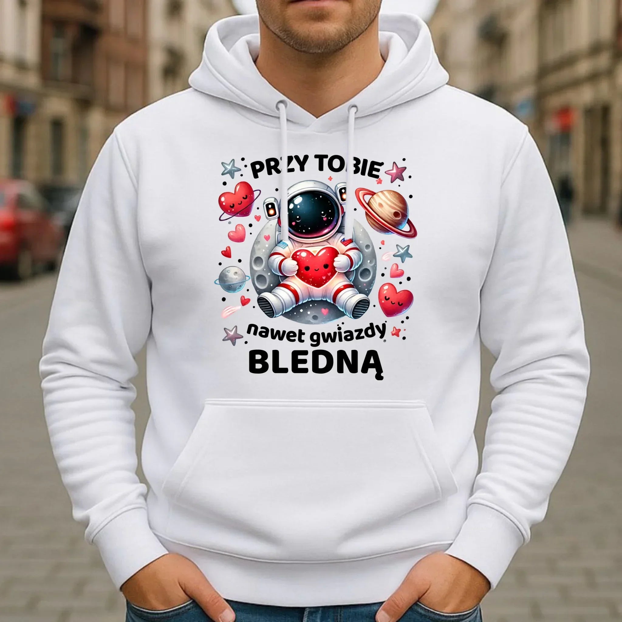 Bluza męska z kapturem - Przy Tobie nawet gwiazdy bledną W57 - StoryCups.pl