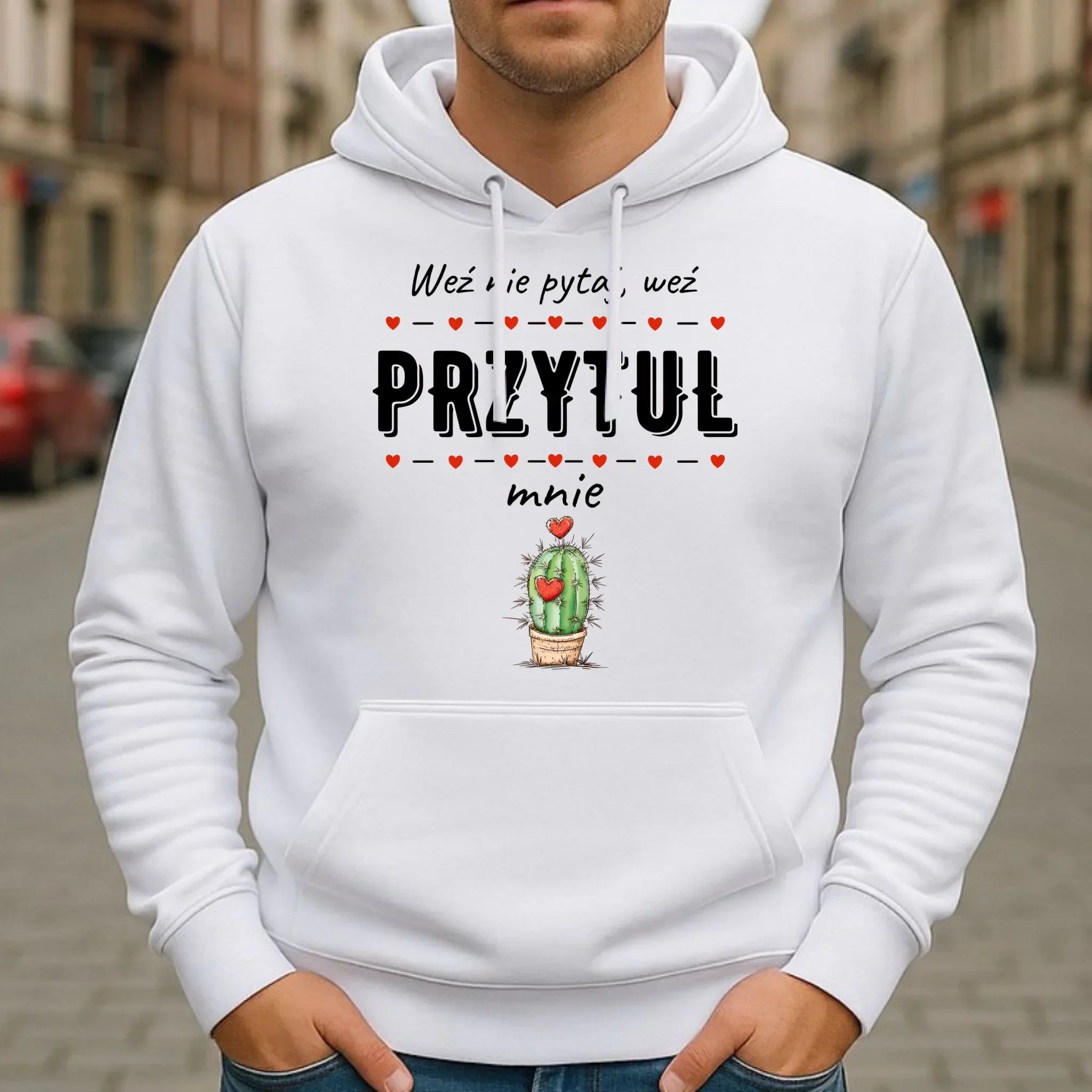 Bluza męska z kapturem - Weź nie pytaj, weź przytul mnie W49 - StoryCups.pl