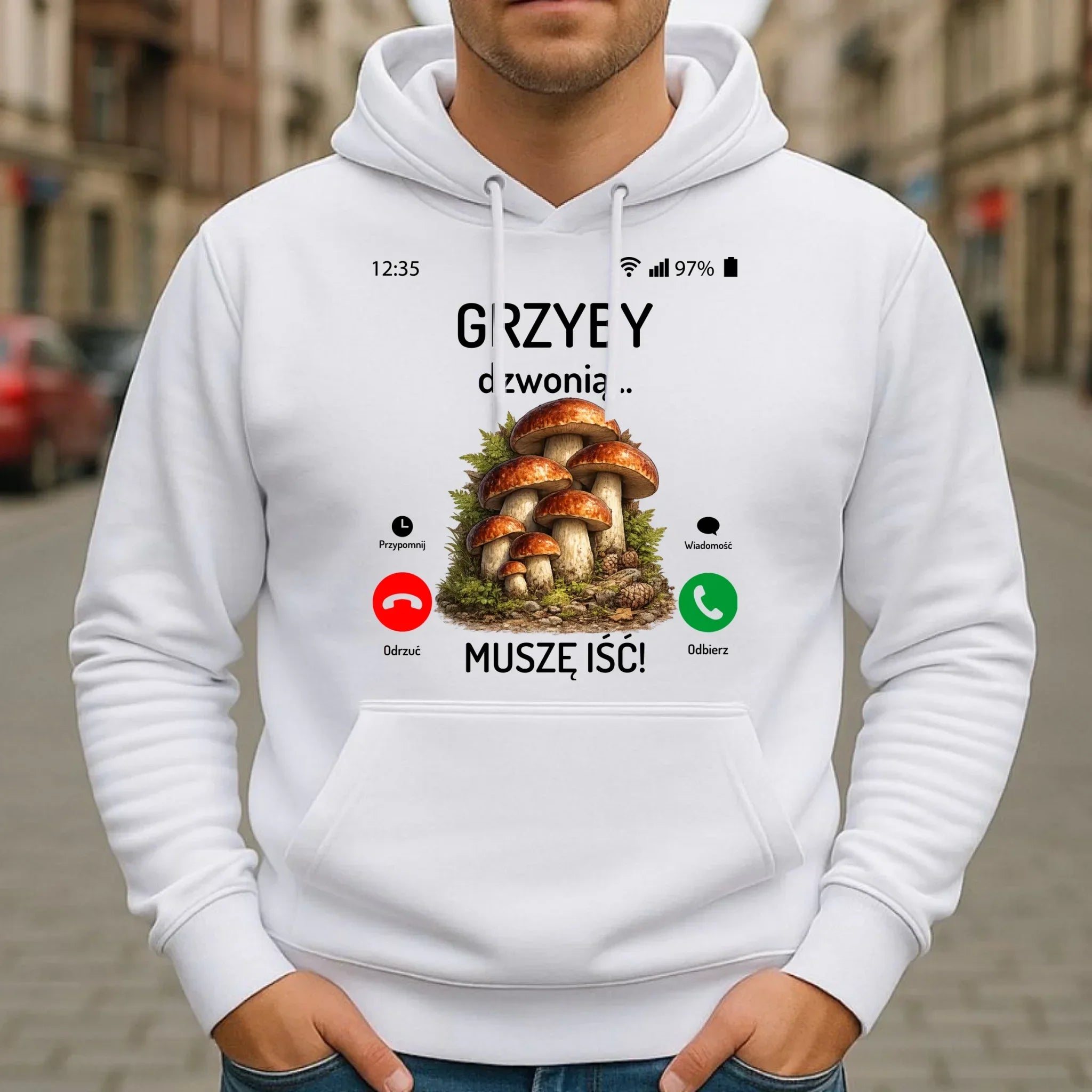 Bluza z kapturem dla dziadka grzybiarza - Grzyby dzwonią muszę iść D36 - StoryCups.pl