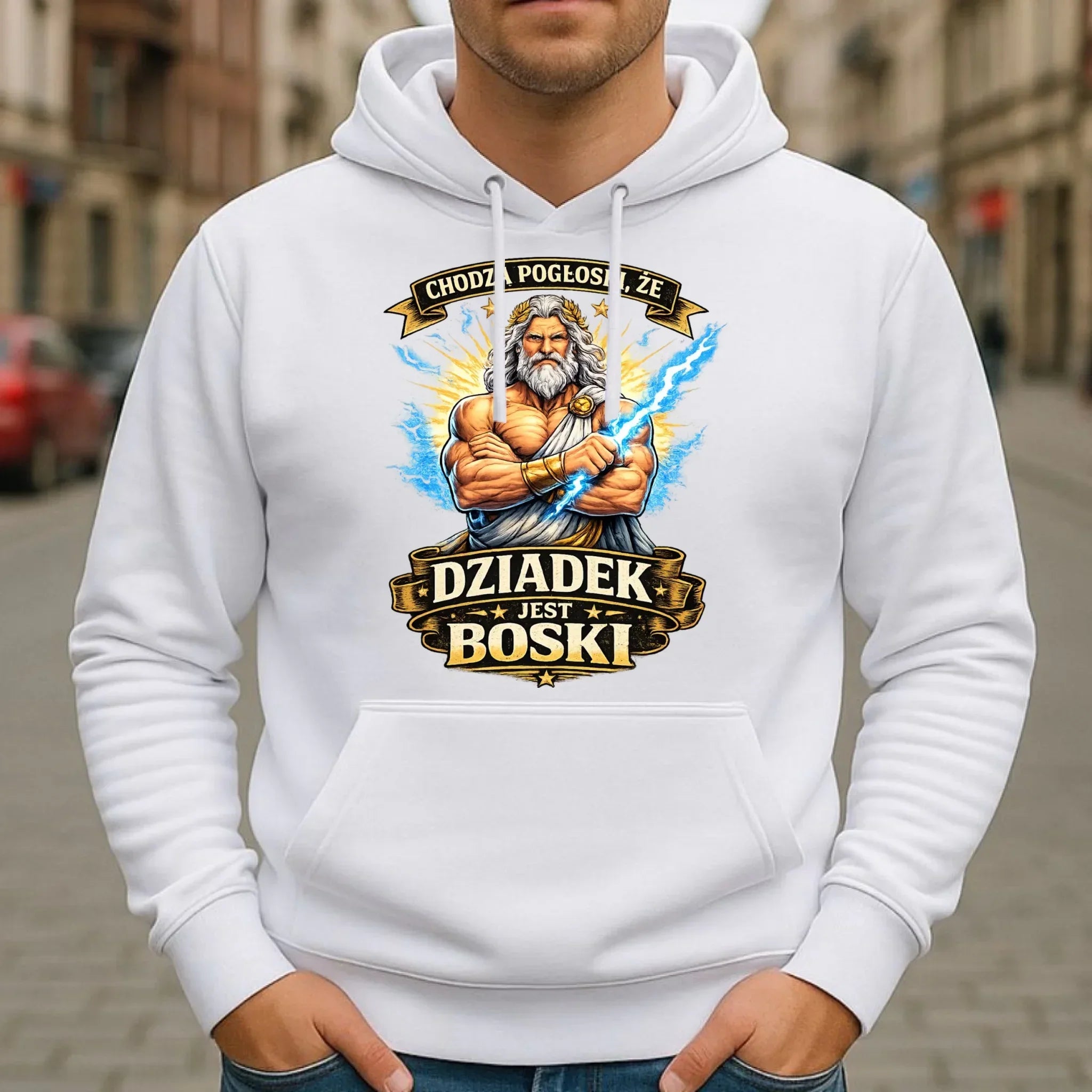 Bluza z kapturem dla dziadka - Chodzą pogłoski, że dziadek jest boski D16 - StoryCups.pl