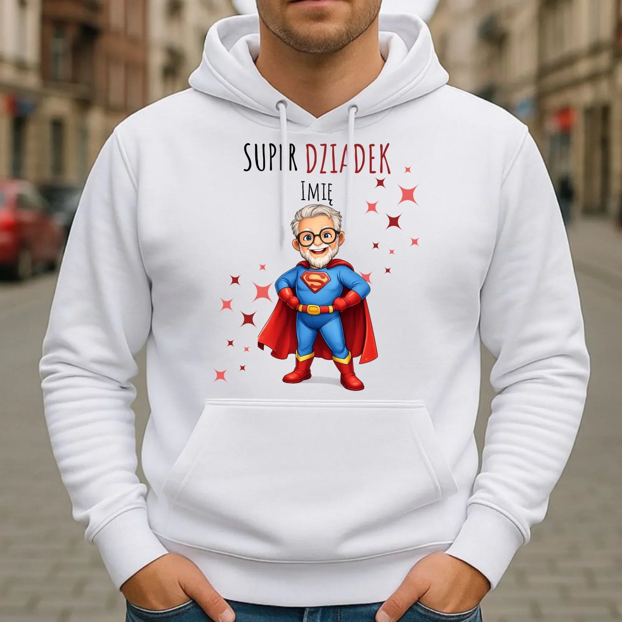 Bluza z kapturem dla dziadka - Super Dziadek - personalizowana D02 - StoryCups.pl
