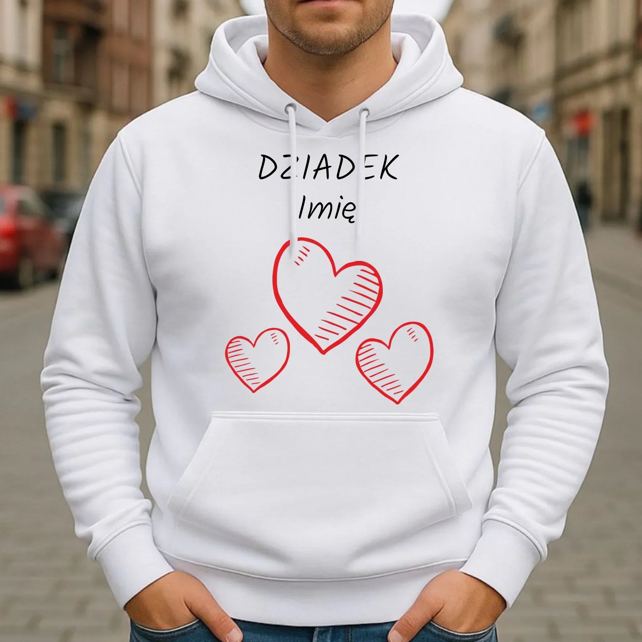 Bluza z kapturem dla dziadka - Serca - personalizowana D01 - StoryCups.pl