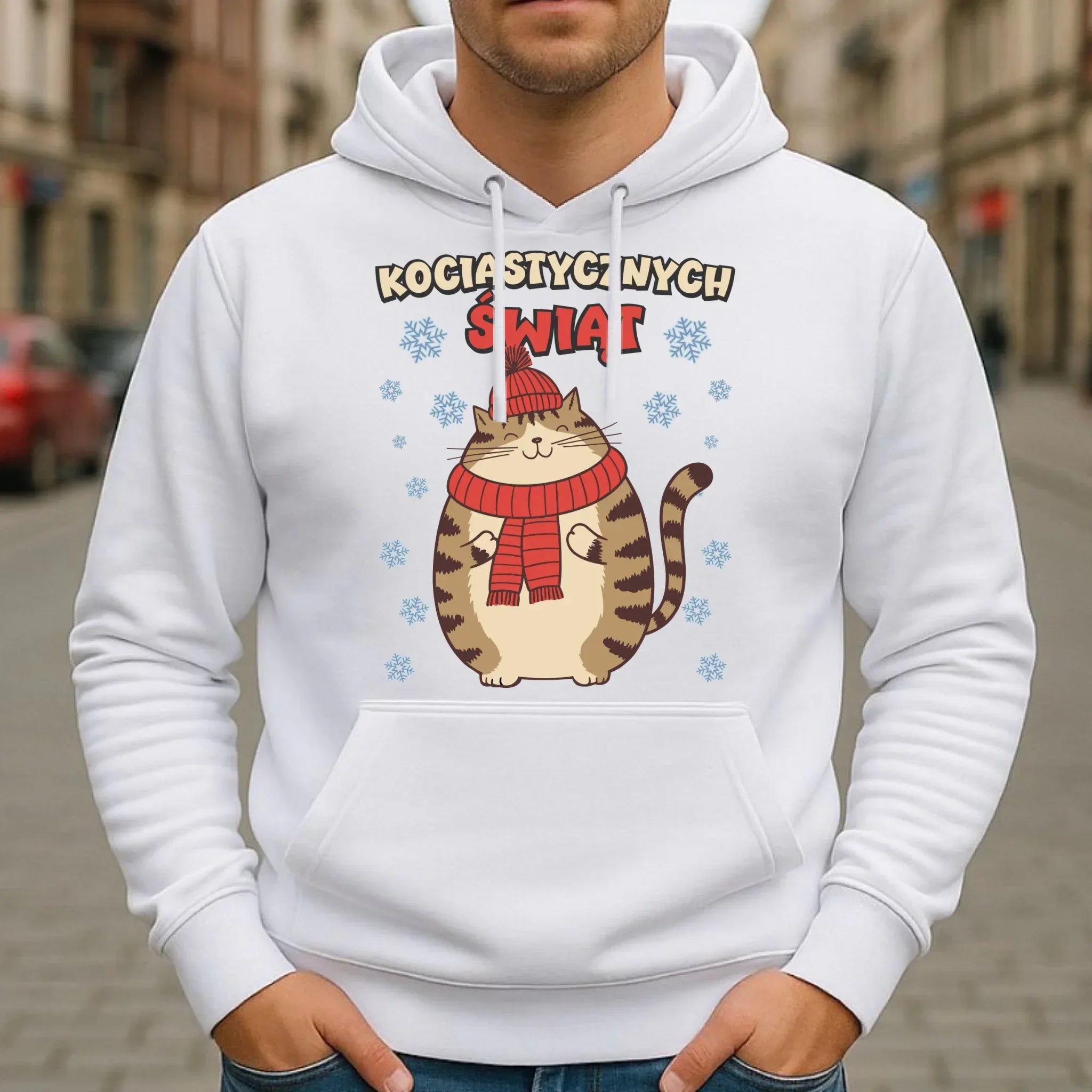 Bluza męska z kapturem świąteczna - prezent na święta - Kociastycznych świąt BN154 - StoryCups.pl