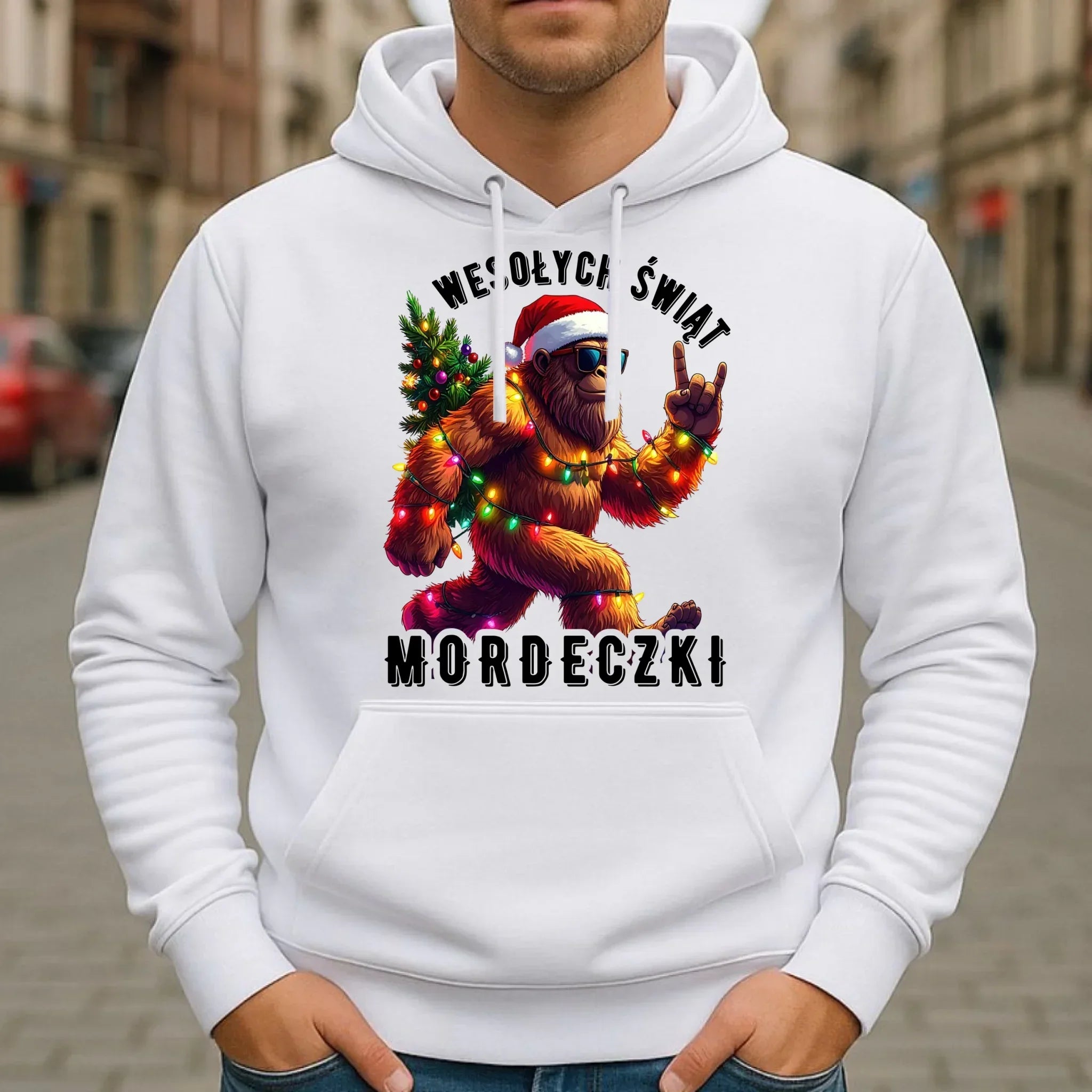 Bluza męska z kapturem świąteczna - prezent na święta - Yeti Wesołych Świąt mordeczki BN152 - StoryCups.pl