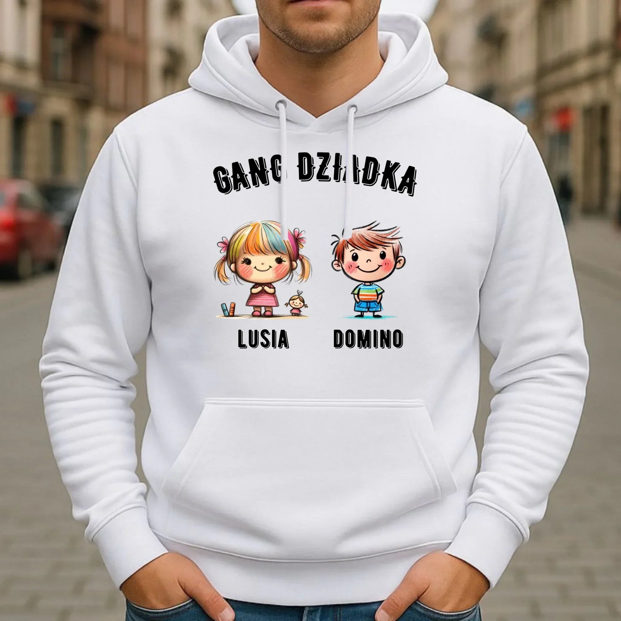 Bluza z kapturem dla dziadka - Gang Dziadka imiona wnuków 2-6 - personalizowana D18 - StoryCups.pl