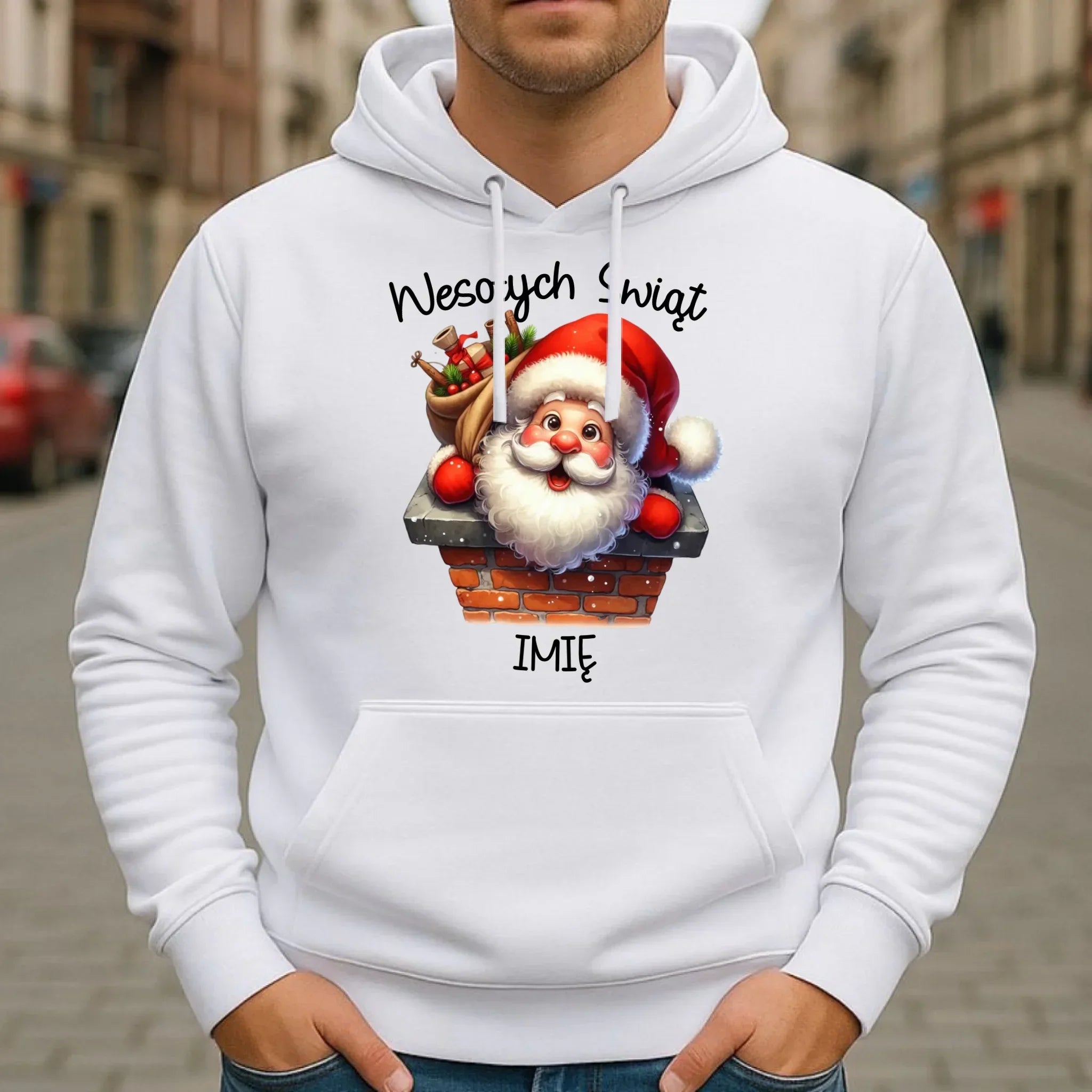 Bluza męska z kapturem świąteczna - prezent na Mikołajki Mikołaj - personalizowana BN08 - StoryCups.pl