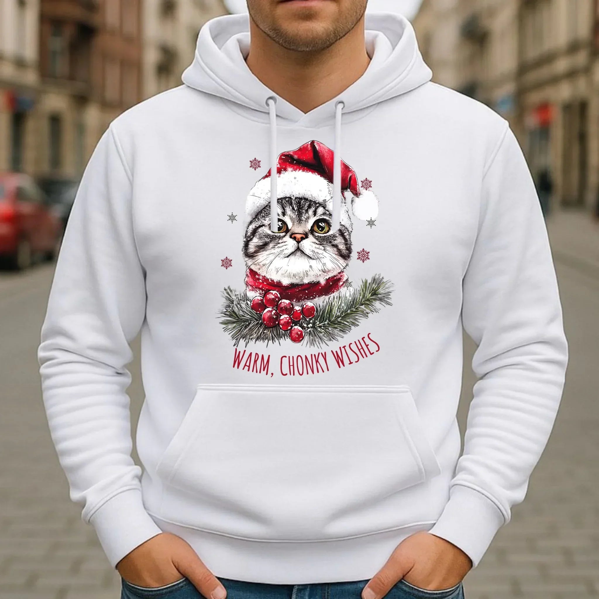Bluza męska z kapturem świąteczna - Warm, Chonky Wishes BN36 - StoryCups.pl
