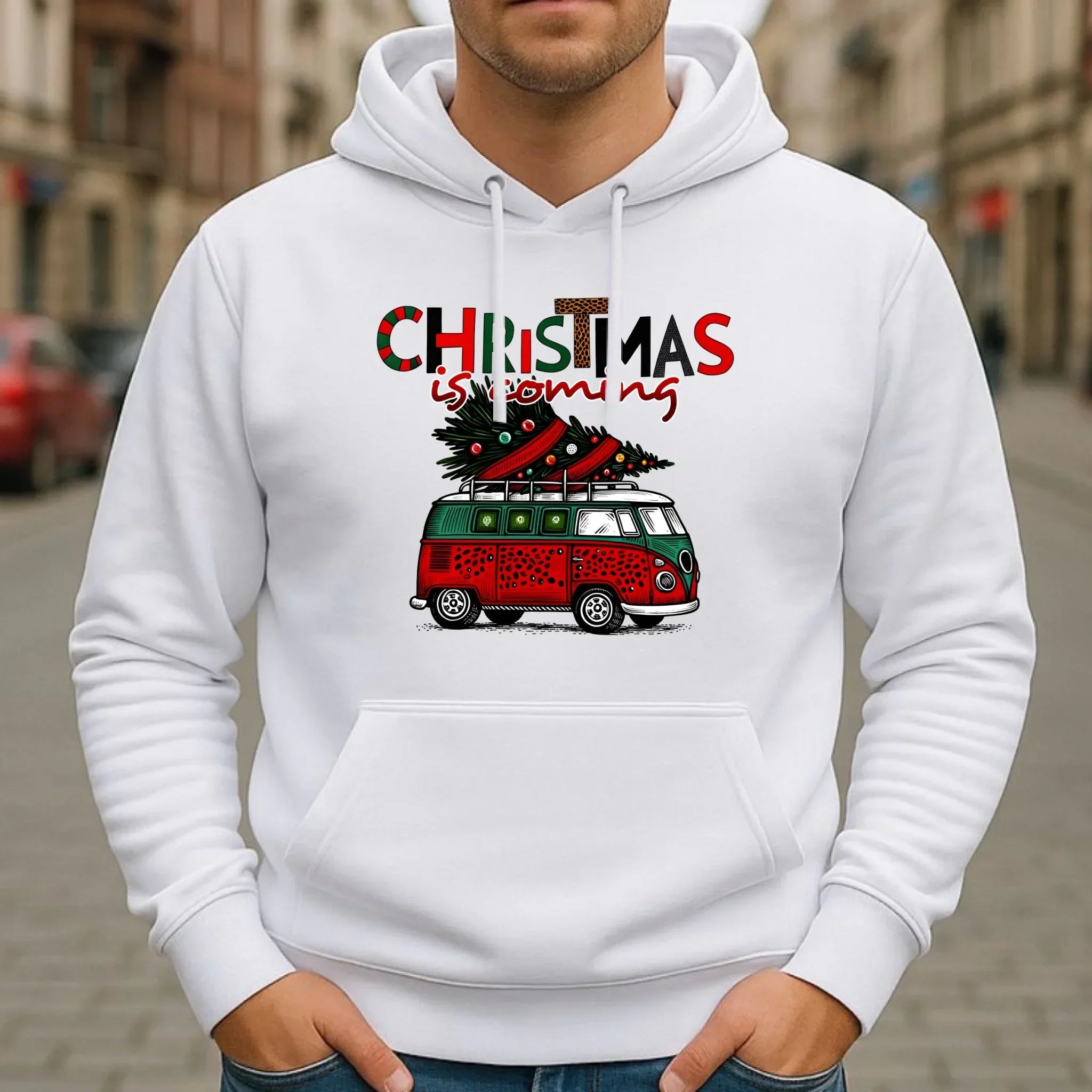 Bluza męska z kapturem świąteczna - Kamper Christmas is coming BN42 - StoryCups.pl