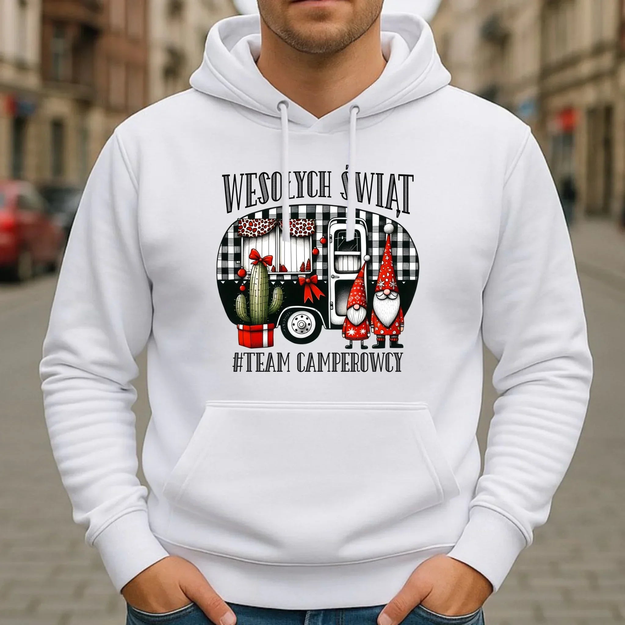 Bluza męska z kapturem świąteczna - Wesołych Świąt Team Camperowcy BN44 - StoryCups.pl