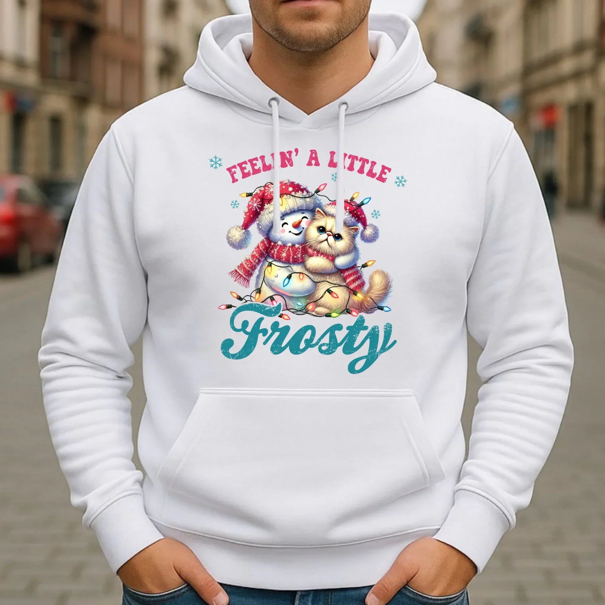 Bluza męska z kapturem świąteczna - Feelin' a little frosty BN52 - StoryCups.pl