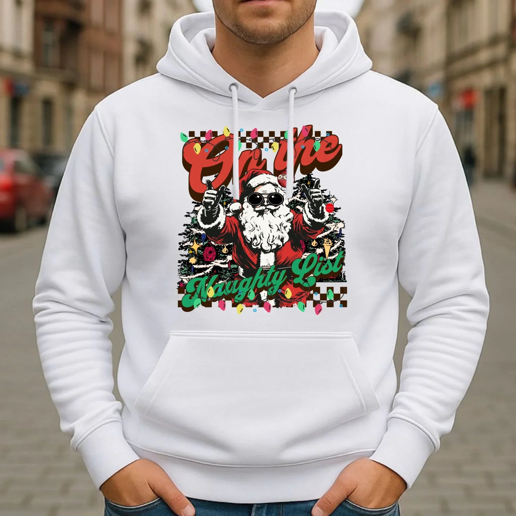 Bluza męska z kapturem świąteczna - On the Naughty List BN50 - StoryCups.pl