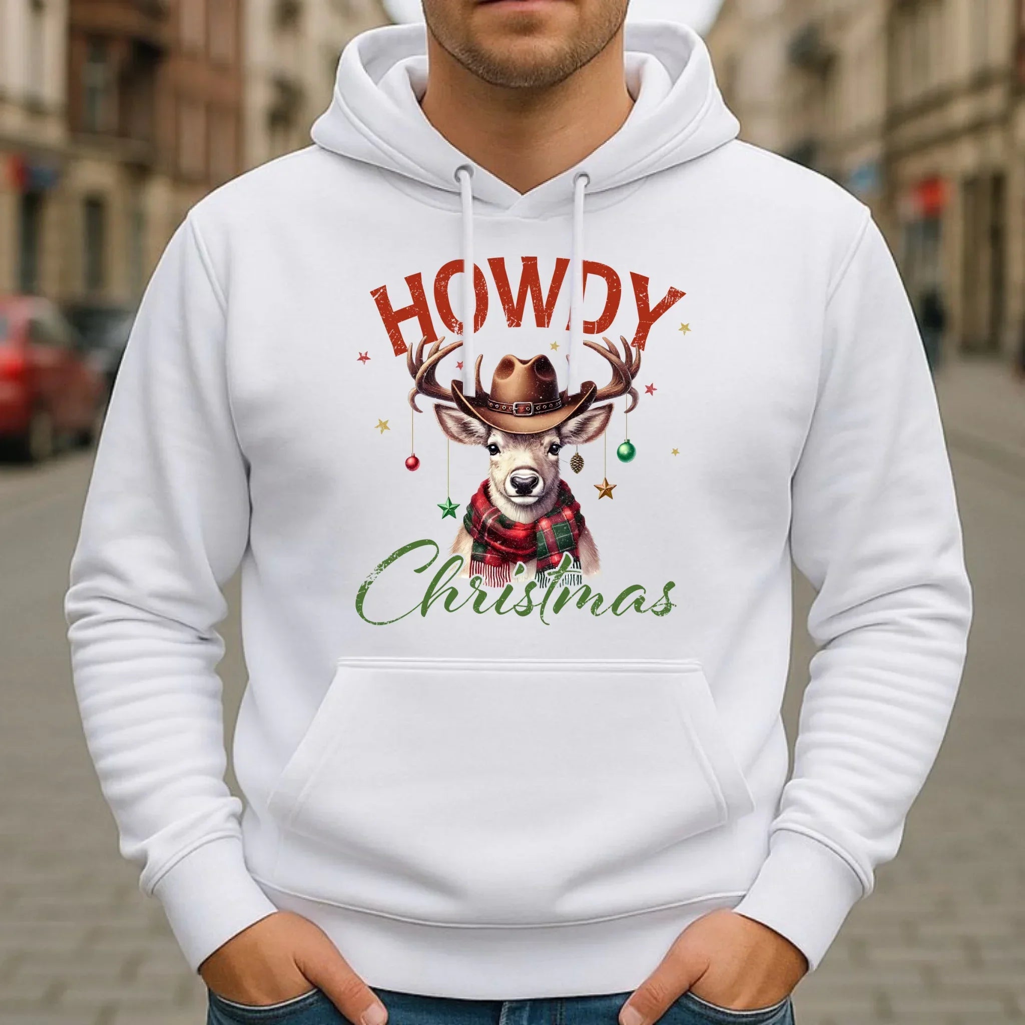 Bluza męska z kapturem świąteczna - Howdy Christmas BN54 - StoryCups.pl